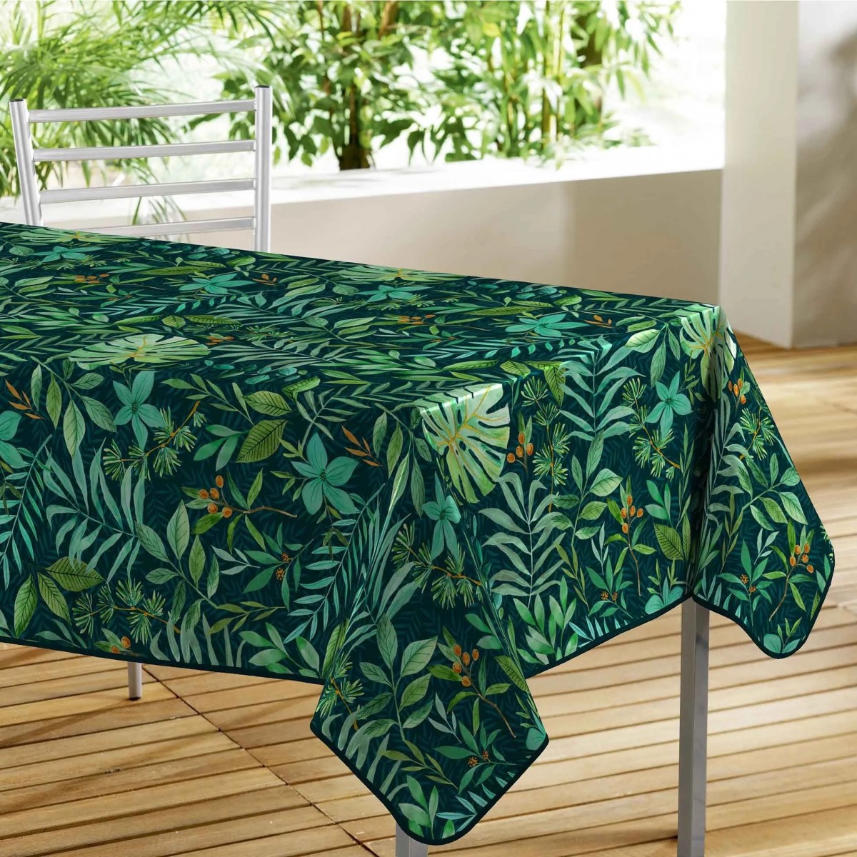 Nappe rectangle PVC Sousbois vert 140 x 240 cm