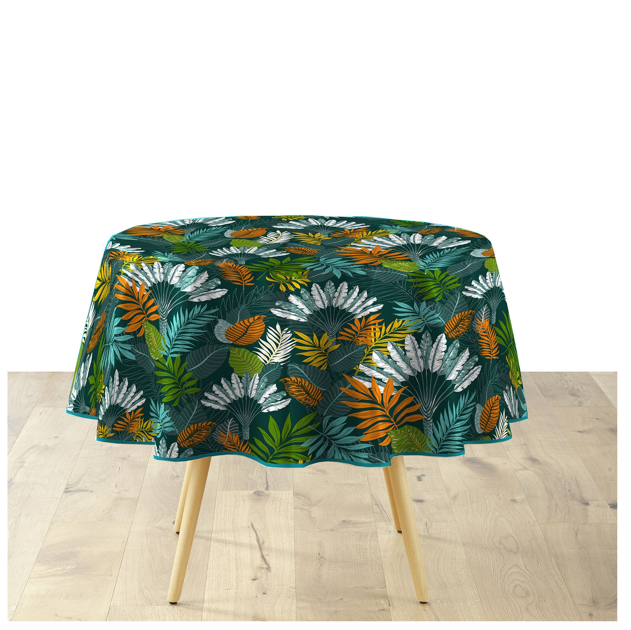 Nappe ronde PVC 160 cm Feuilles panazio