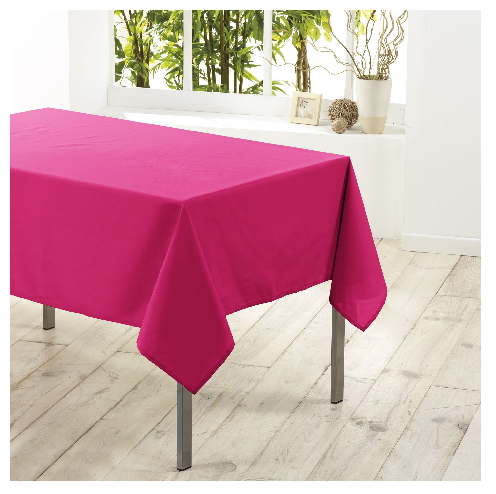 Nappe rectangle polyester Fuchsia 140 x 200 cm