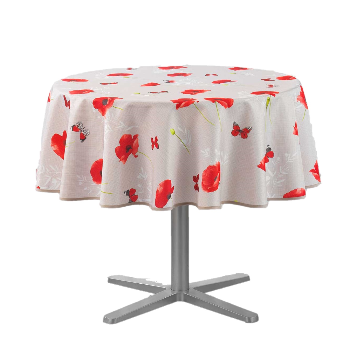 Nappe ronde 180 cm Doux coquelicots