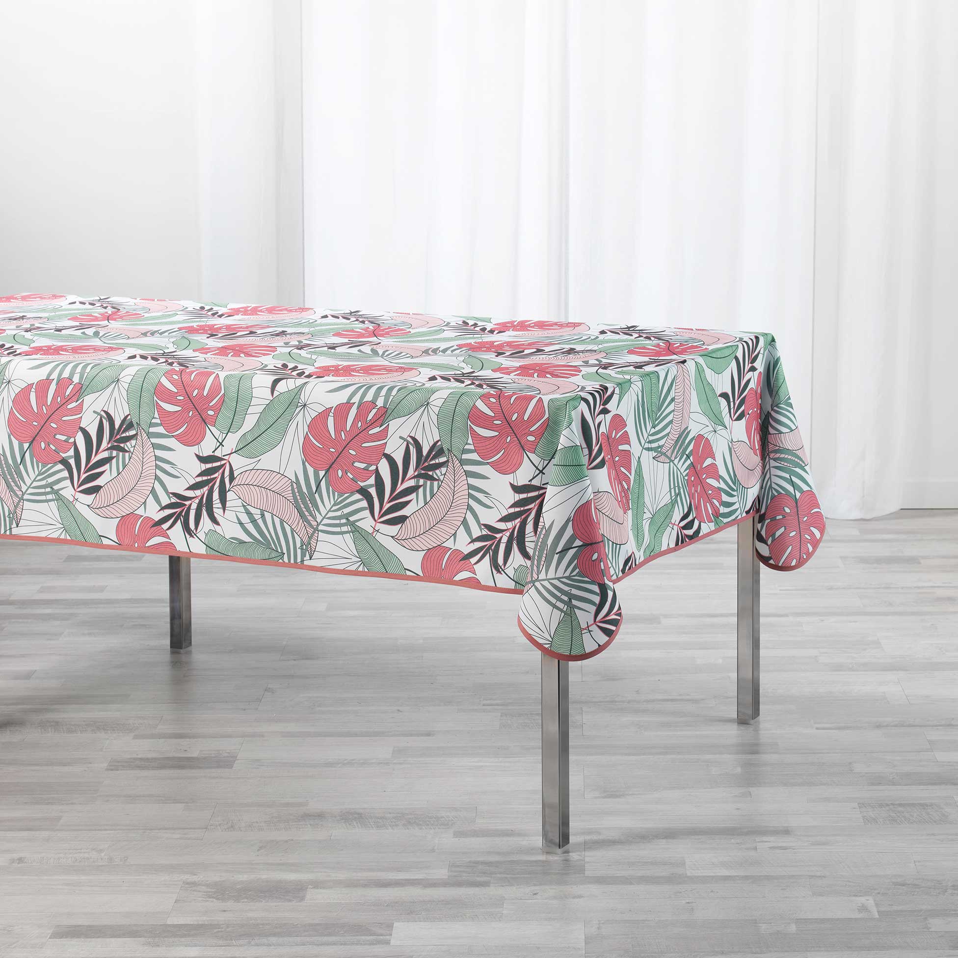 Nappe 140x240cm Beauty jungle blanc rose