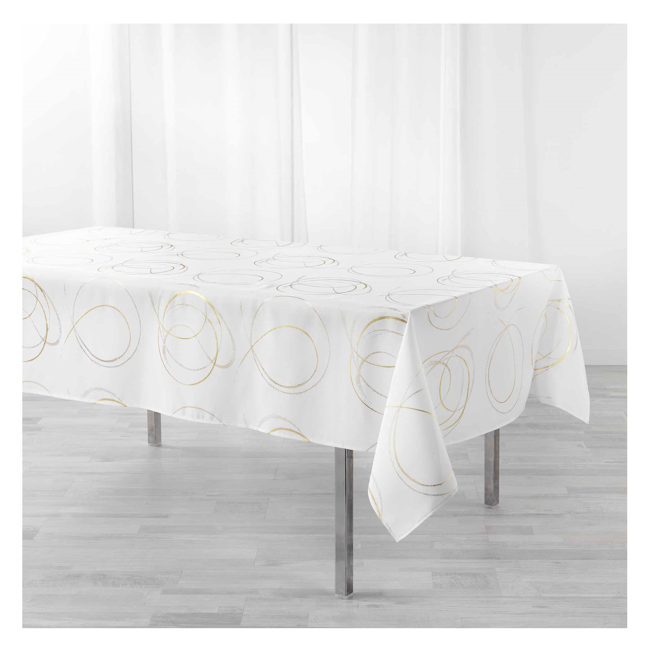 Nappe metallise 150 x 240 cm Bully blanc or