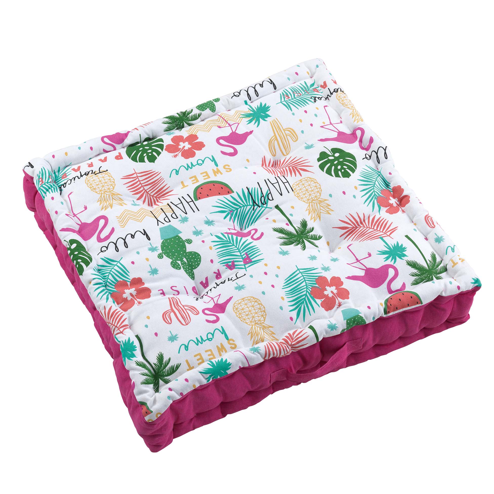 Coussin de sol matelass Collection Flamant Rose