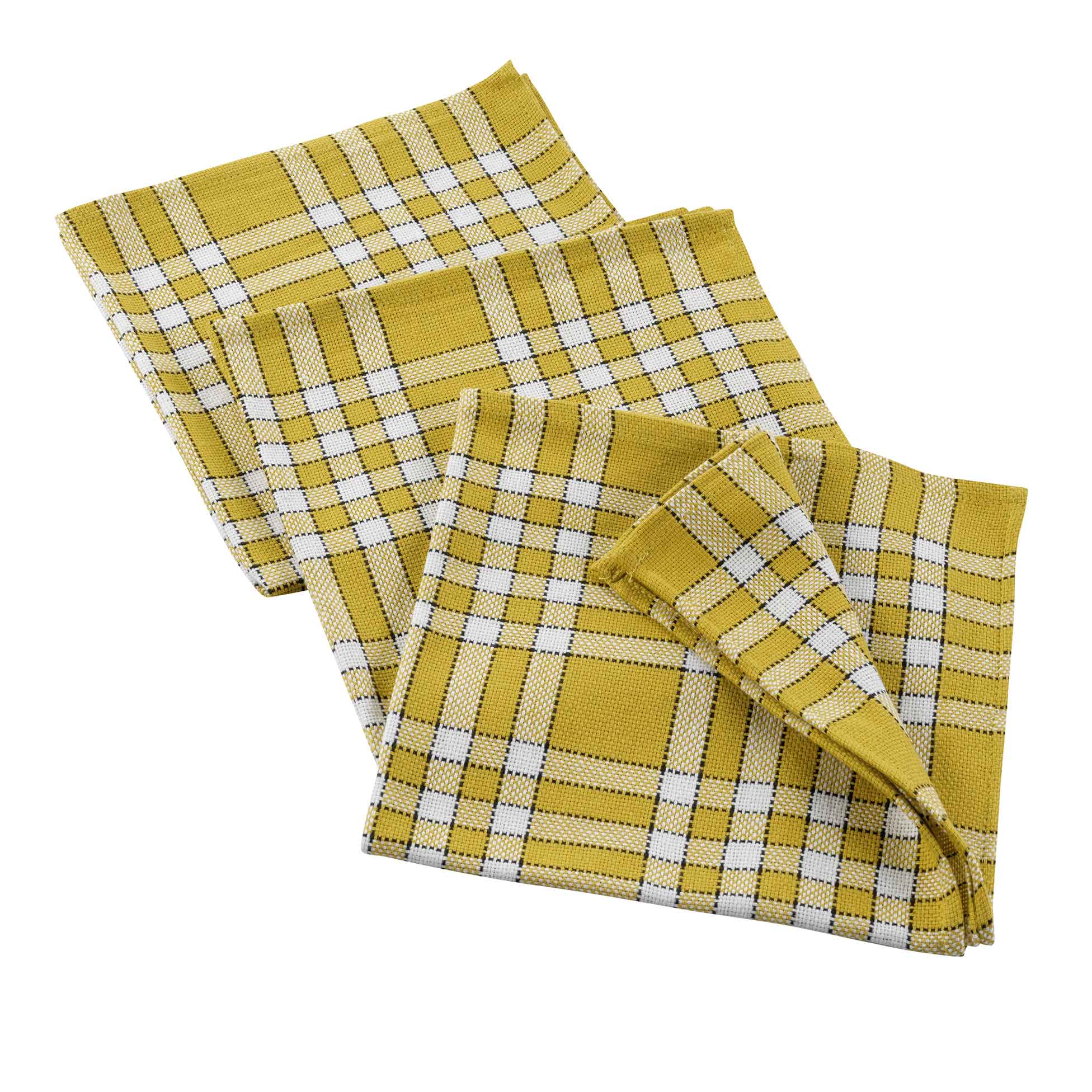 3 Serviettes de table tisse traditio jaune 45 x 45 cm