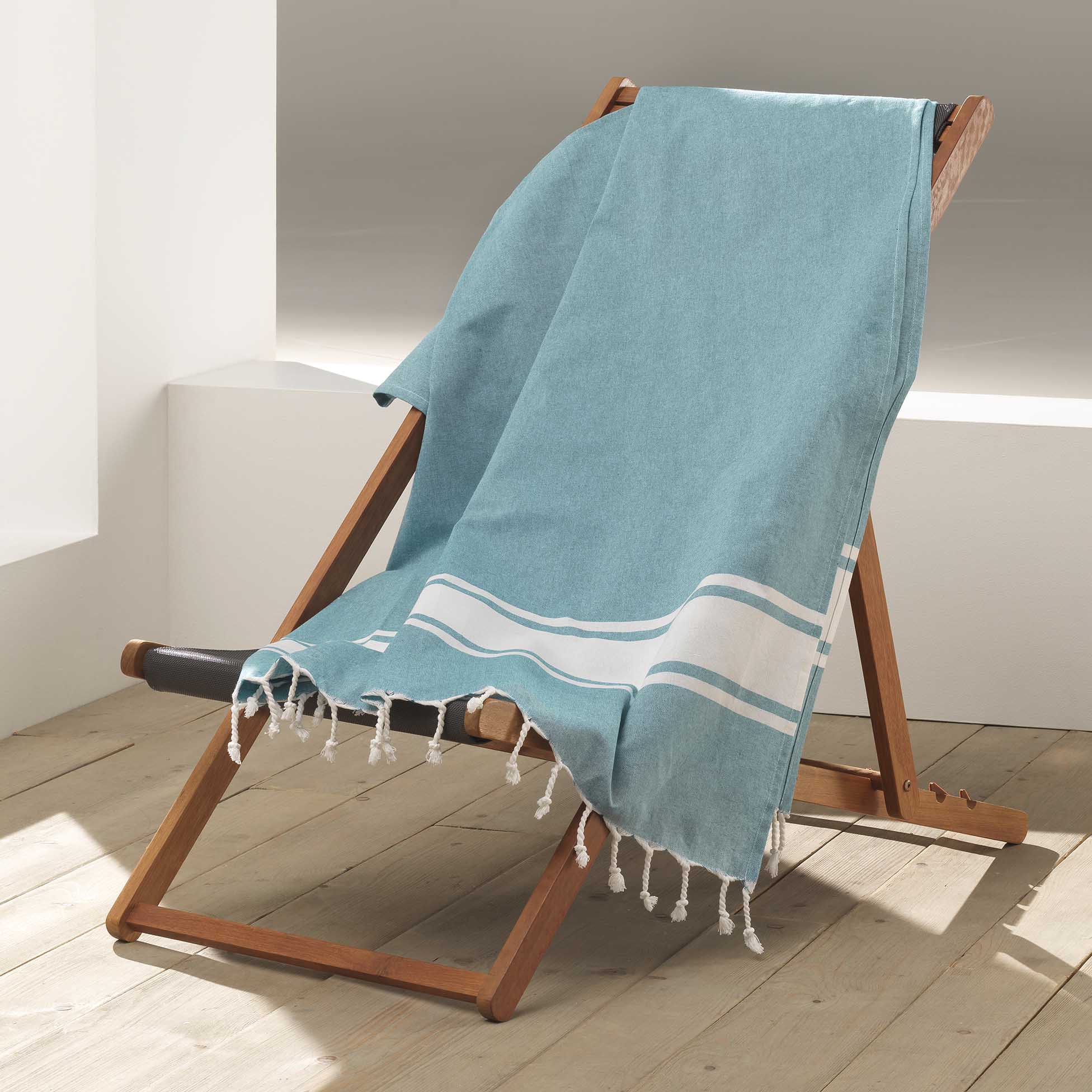 Fouta a franges Filotie turquoise