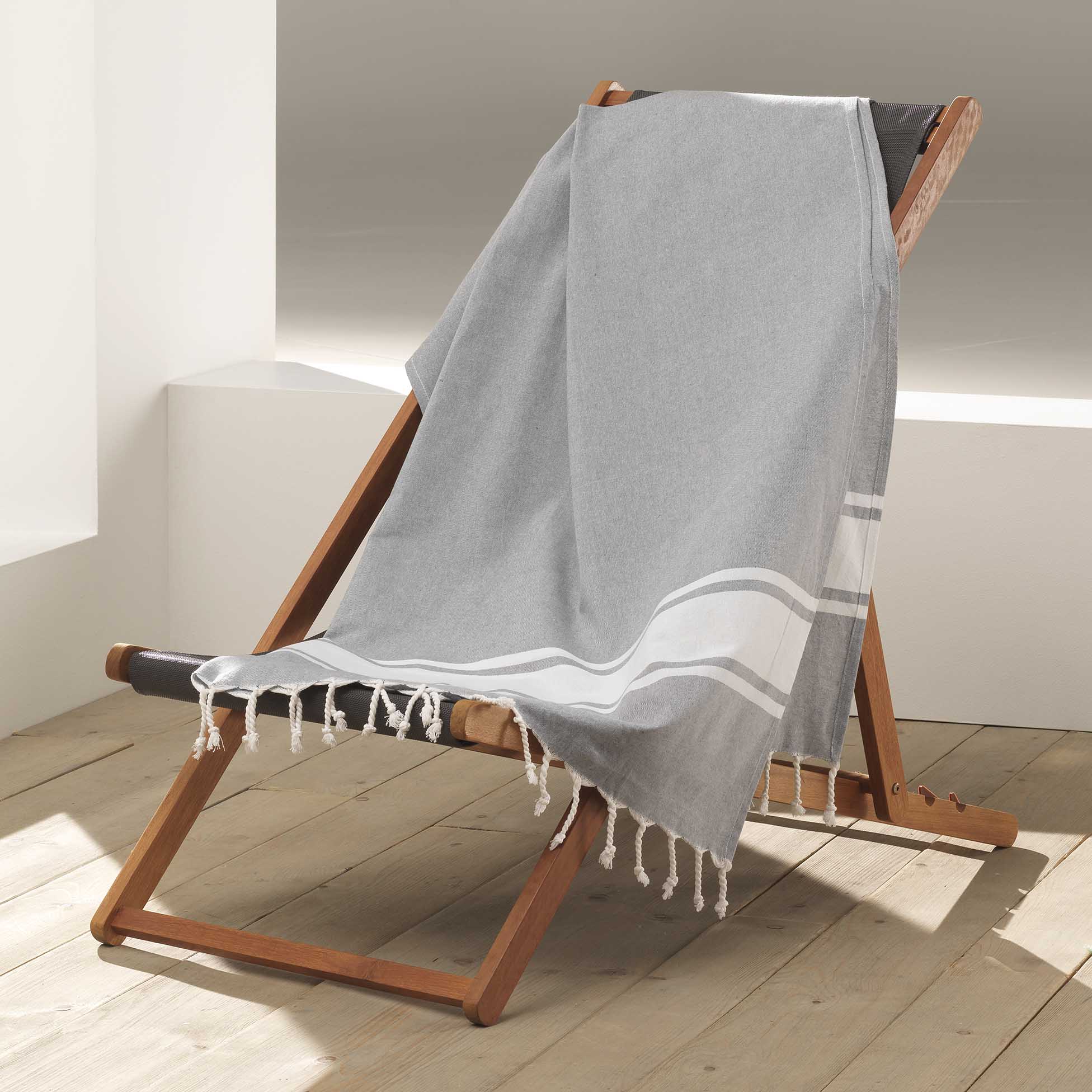 Fouta a franges Filotie anthracite