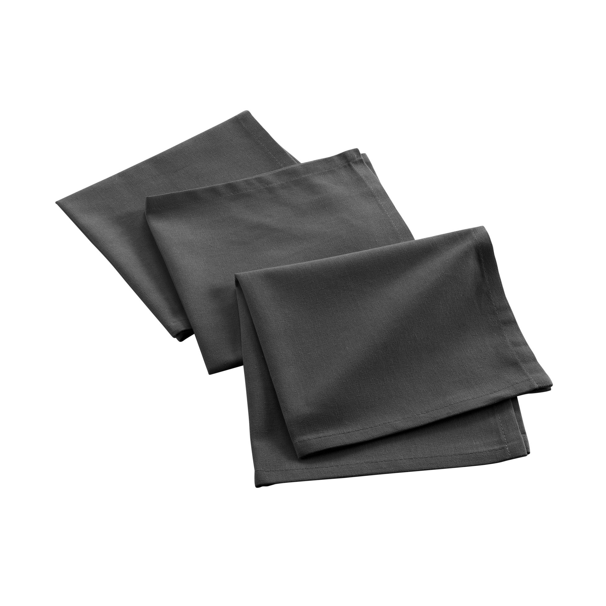 3 Serviettes de table coton recycle Grand Mistral Anthracite