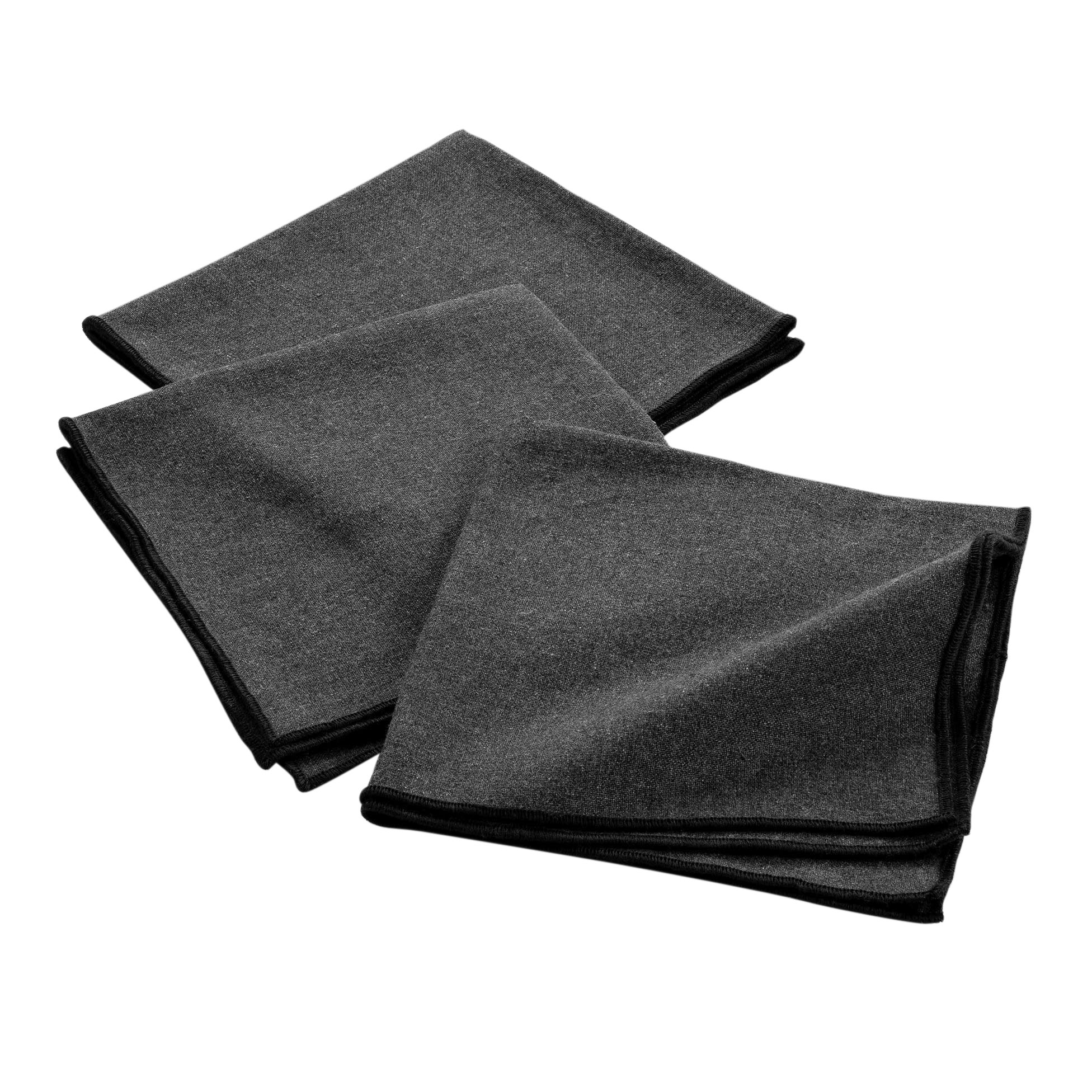 3 Serviettes de table coton recycle 40 x 40 cm Mistralines anthracite