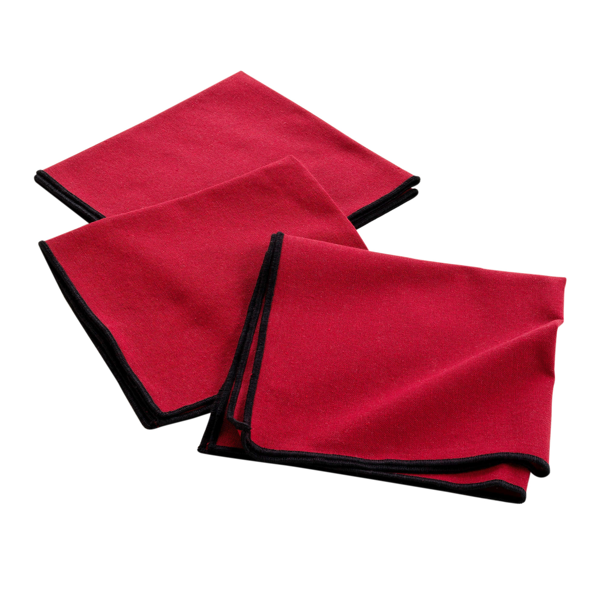 3 Serviettes de table coton recycle 40 x 40 cm Mistralines rouge