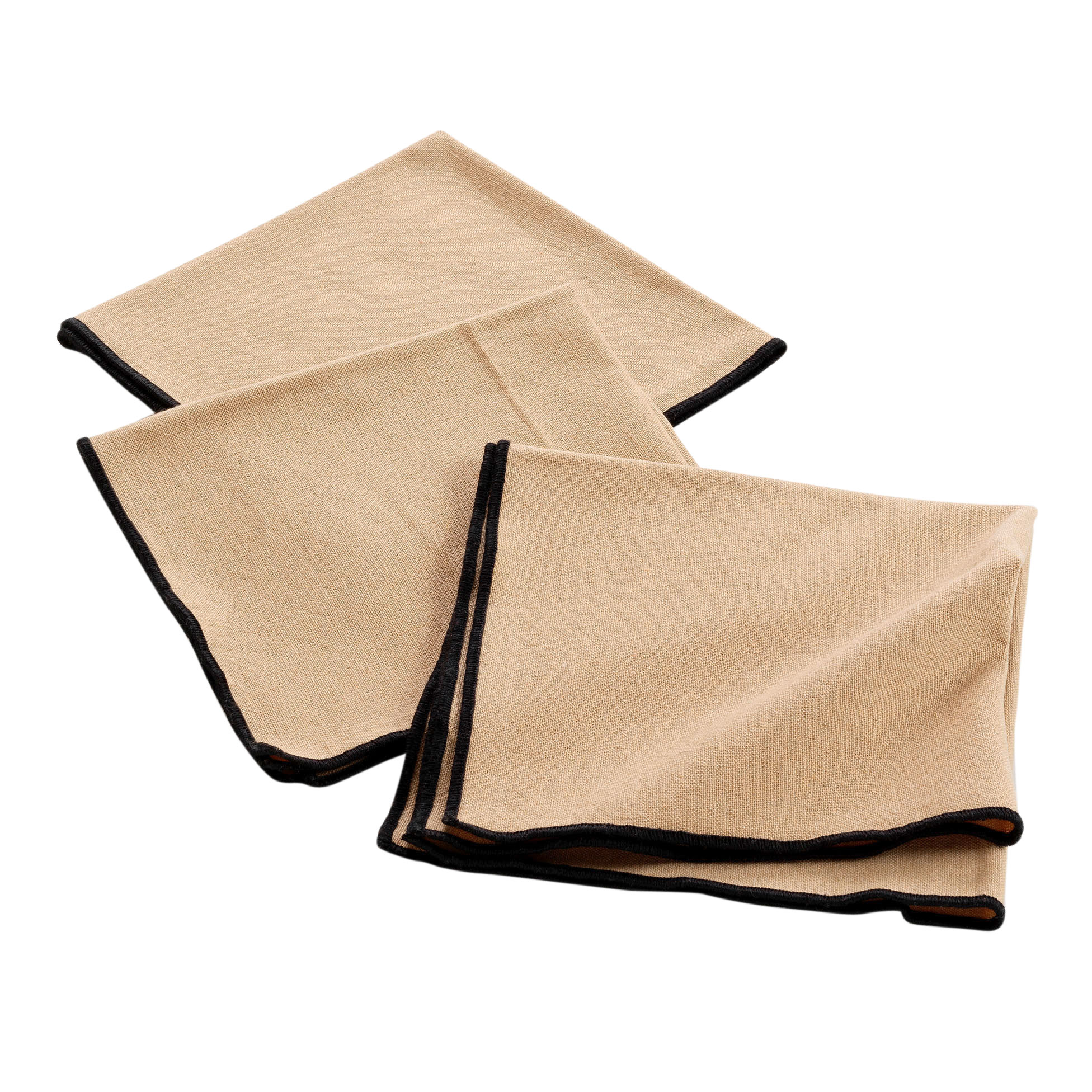 3 Serviettes de table coton recycle 40 x 40 cm Mistralines beige