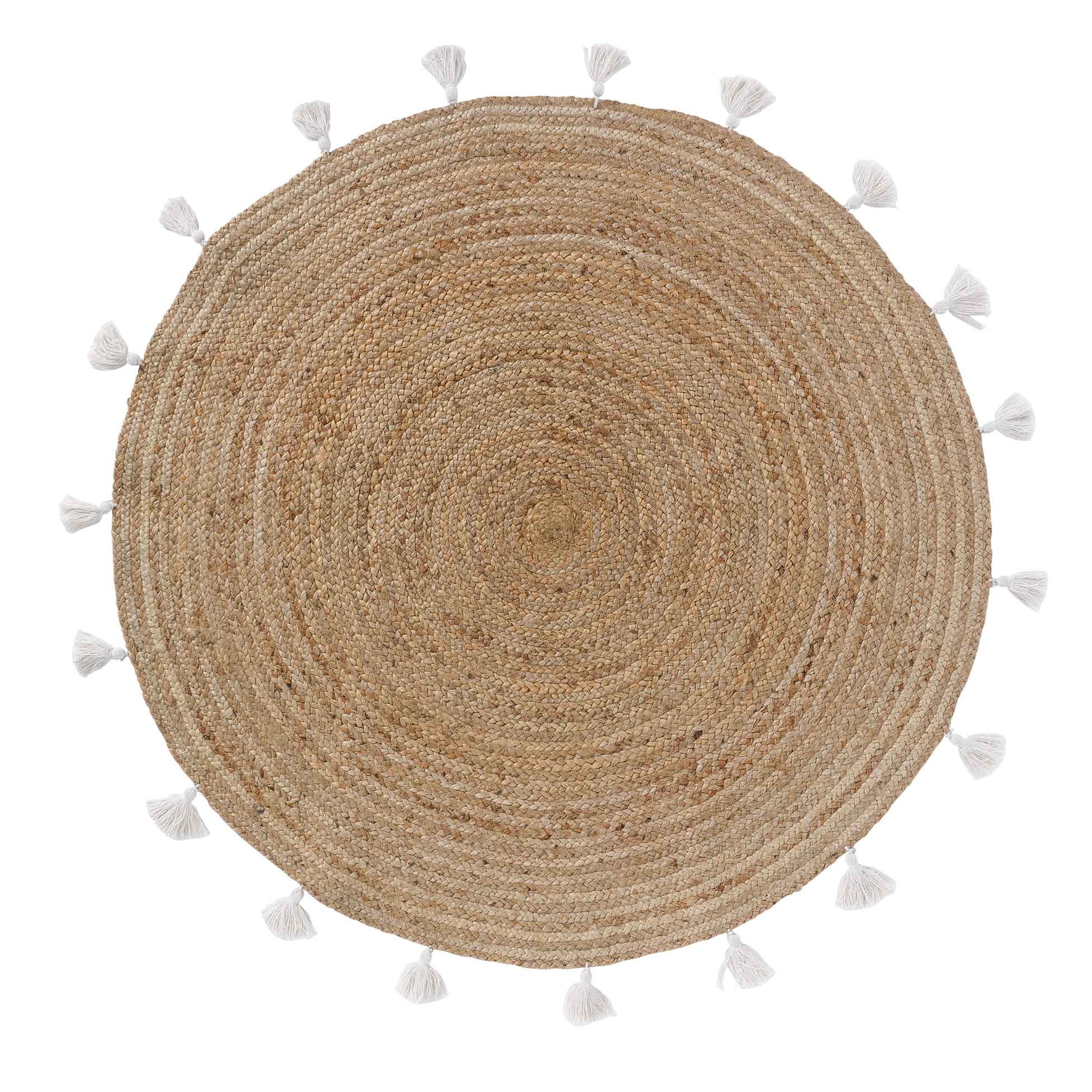 Tapis rond jute 120 cm Shira blanc