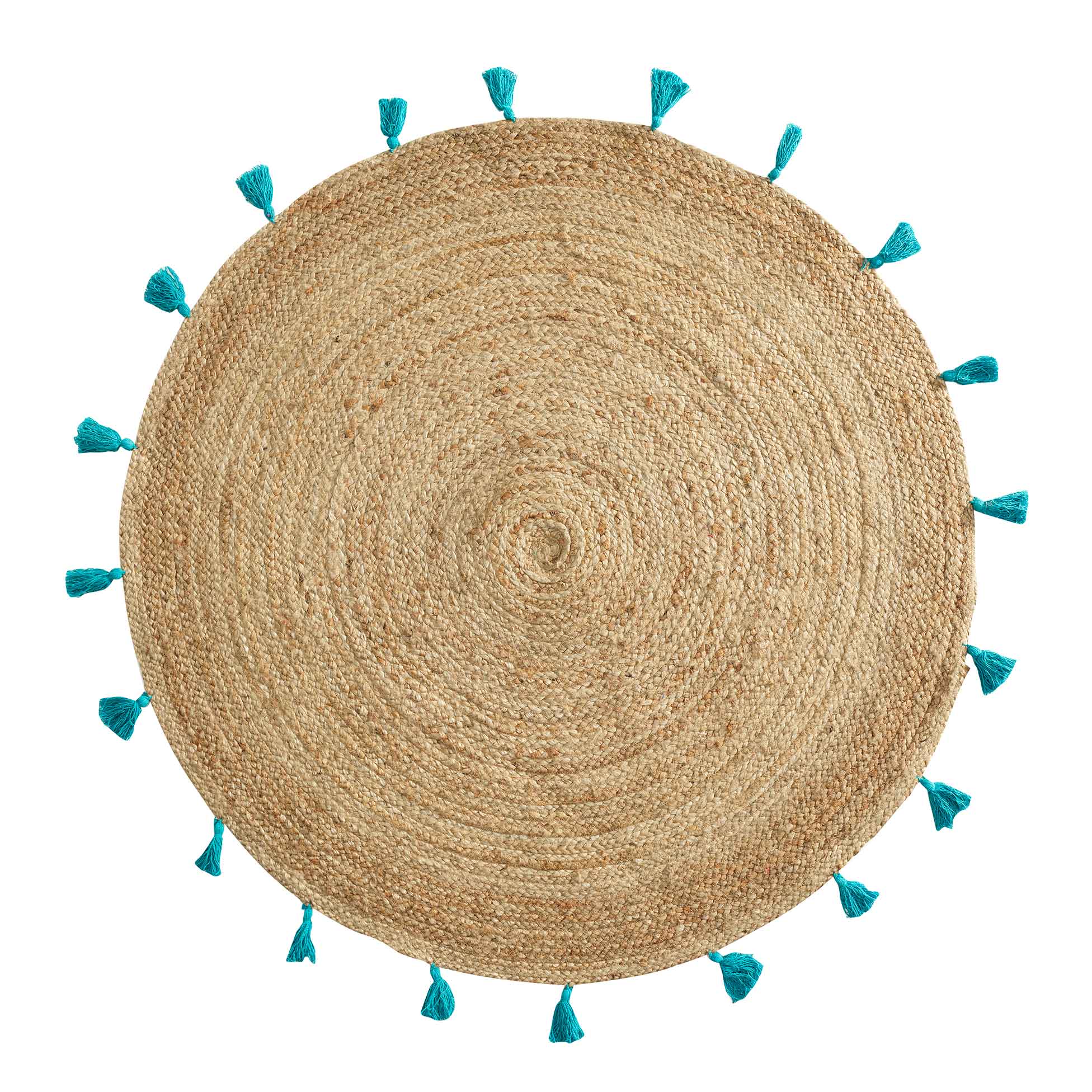 Tapis rond jute 120 cm Shira turquoise