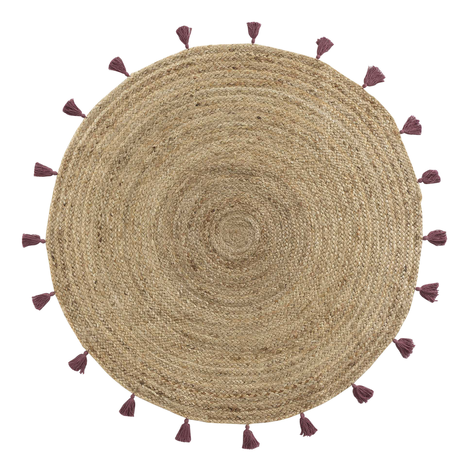 Tapis rond jute 120 cm Shira bordeaux