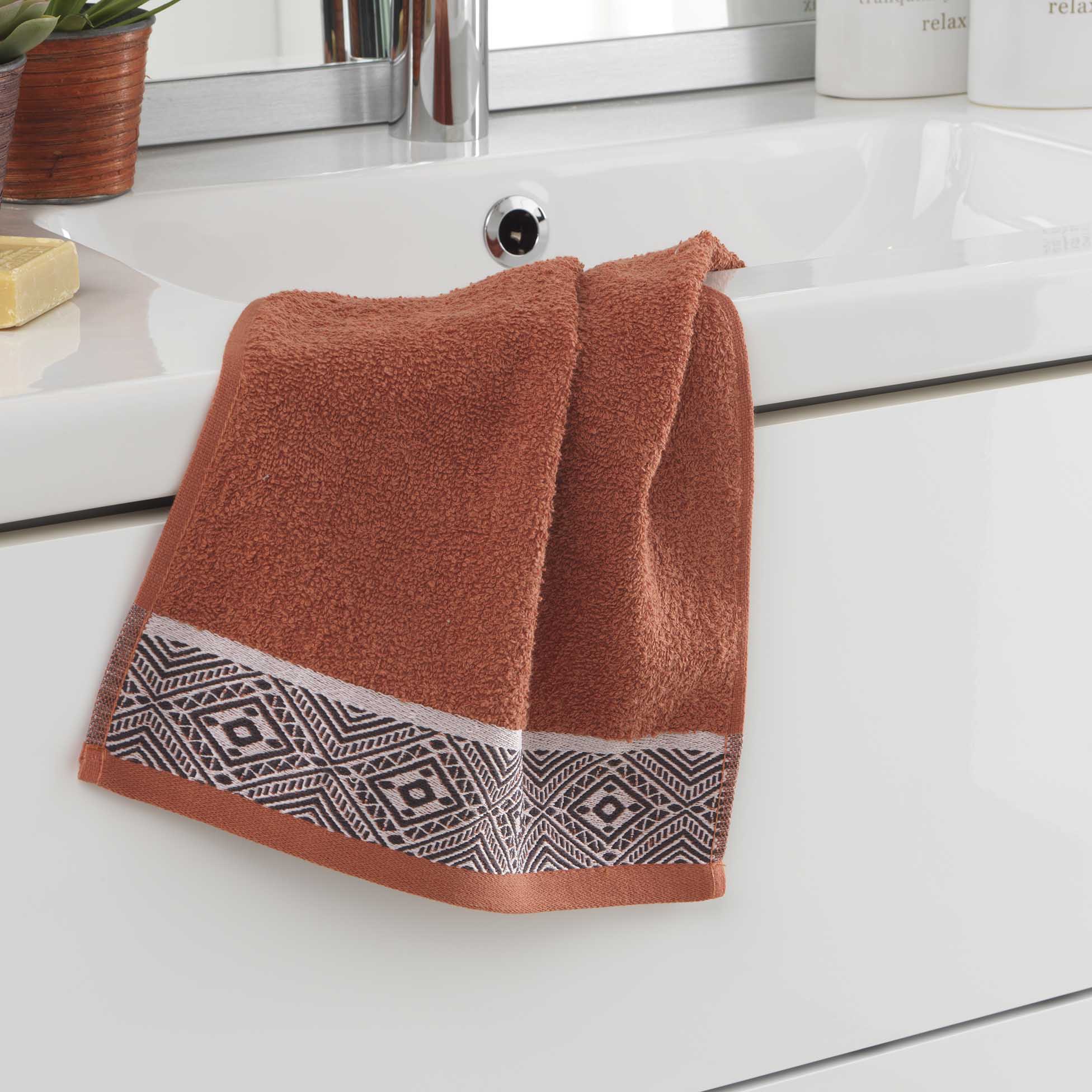 Serviette de toilette invite 30 x 50 cm ethnic Estebane Terracotta