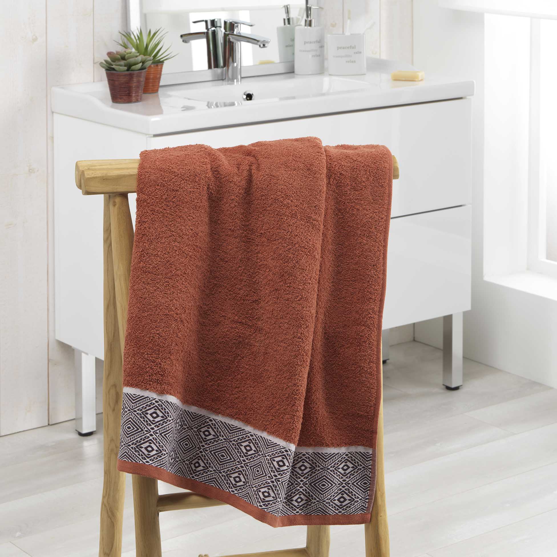 Drap de douche 70 x 130 cm ethnic Estebane Terracotta