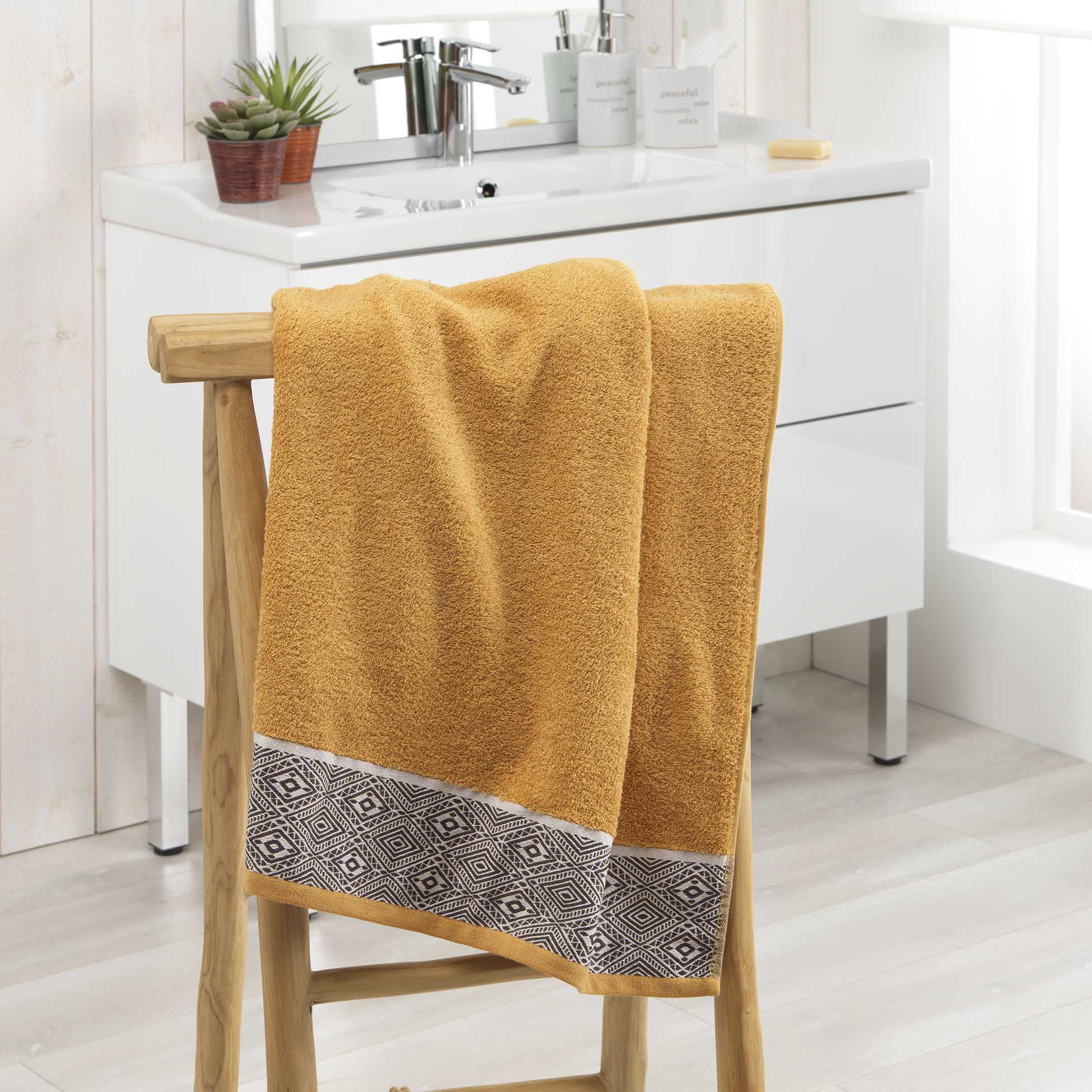 Drap de douche 70 x 130 cm ethnic Estebane Ocre