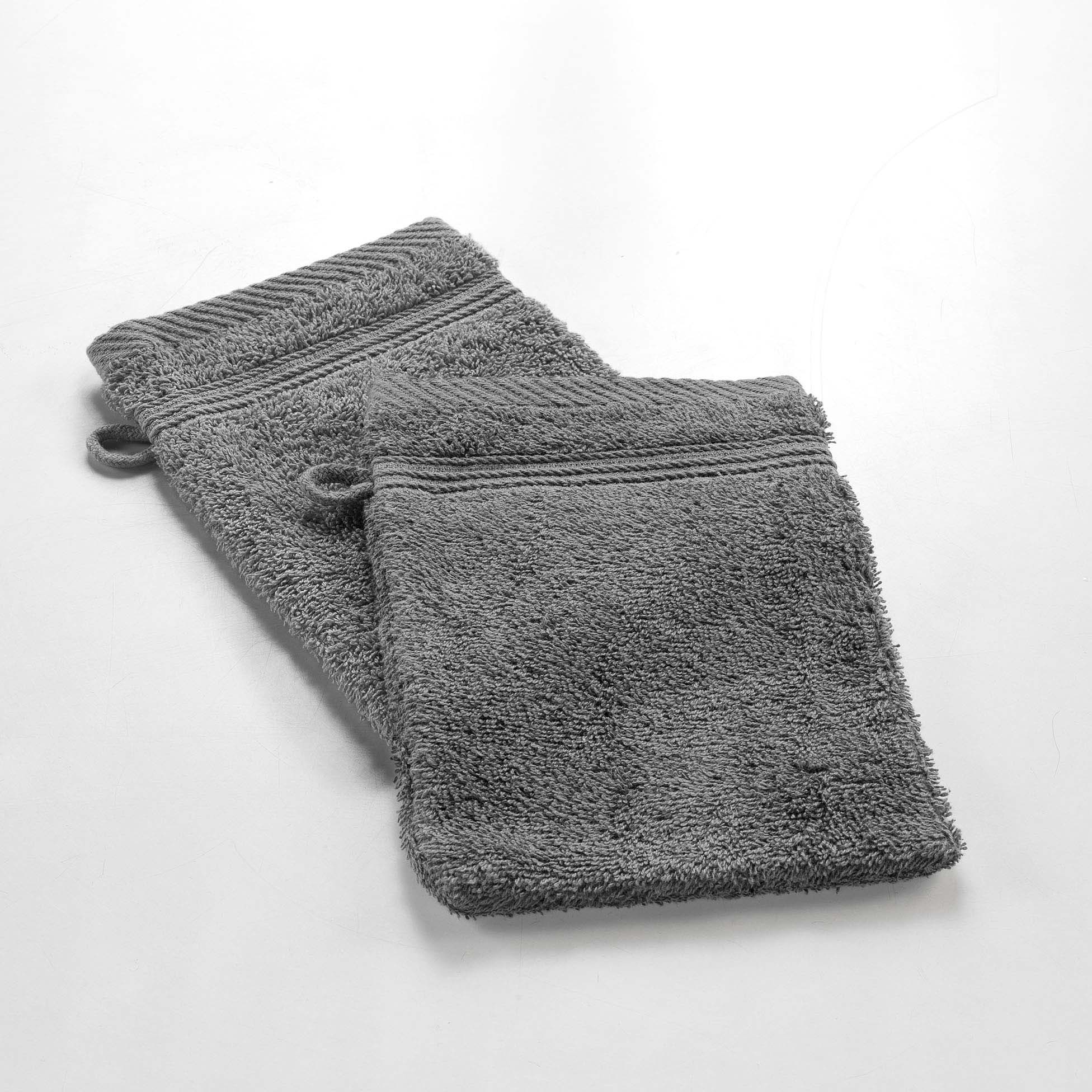 Lot de 2 gants de toilette 15 x 21 cm Tendresse anthracite