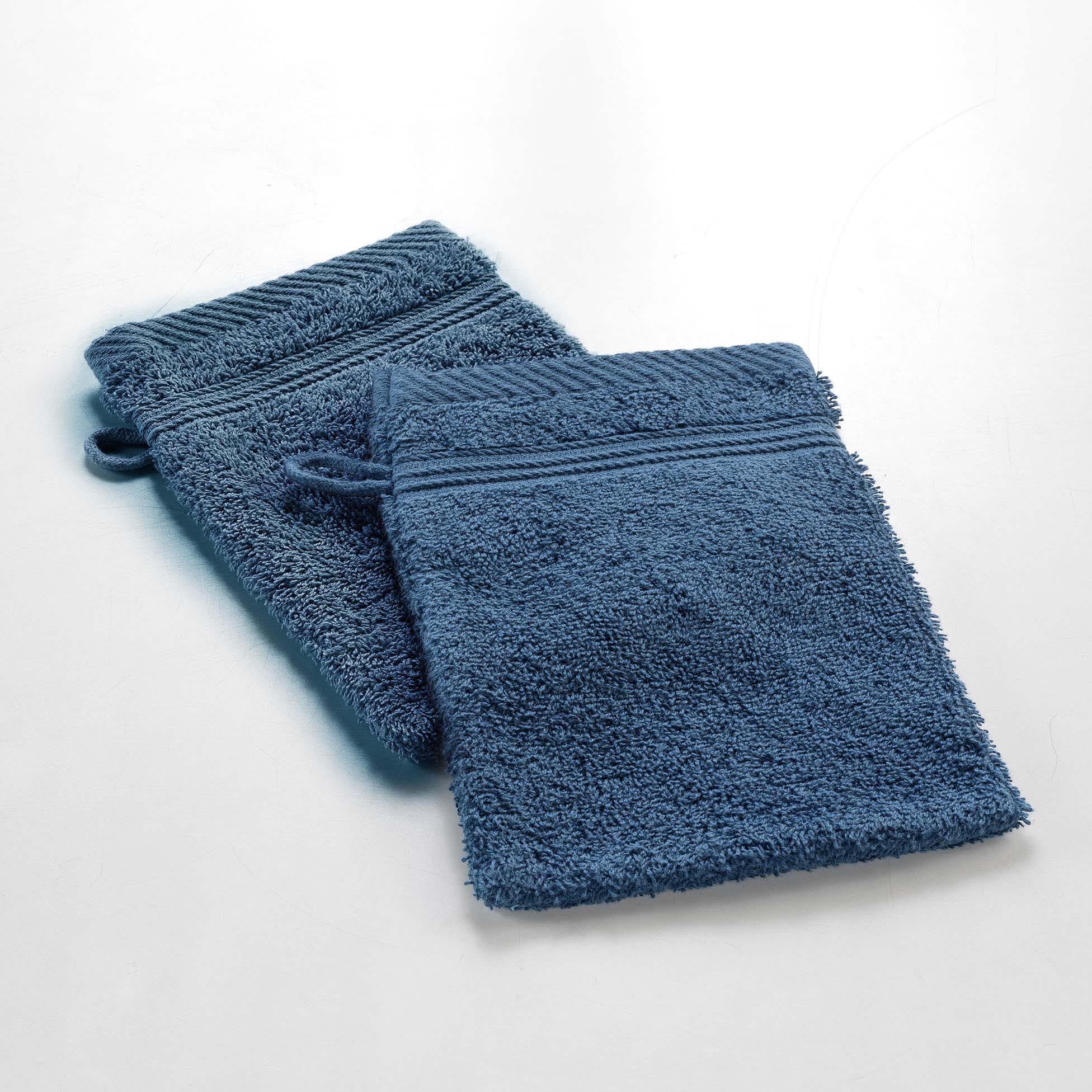 Lot de 2 gants de toilette 15 x 21 cm Tendresse bleu saphir