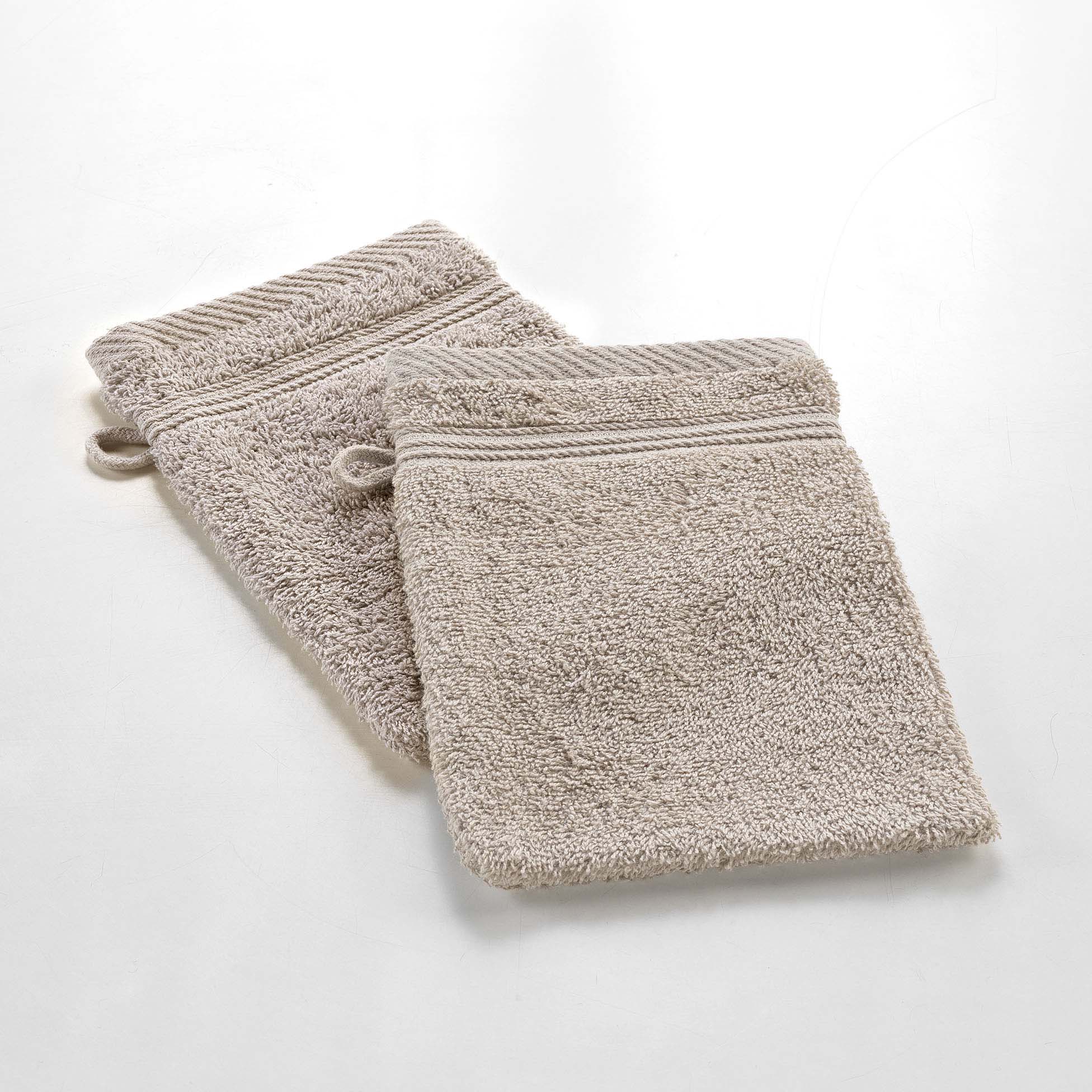 Lot de 2 gants de toilette 15 x 21 cm Tendresse taupe