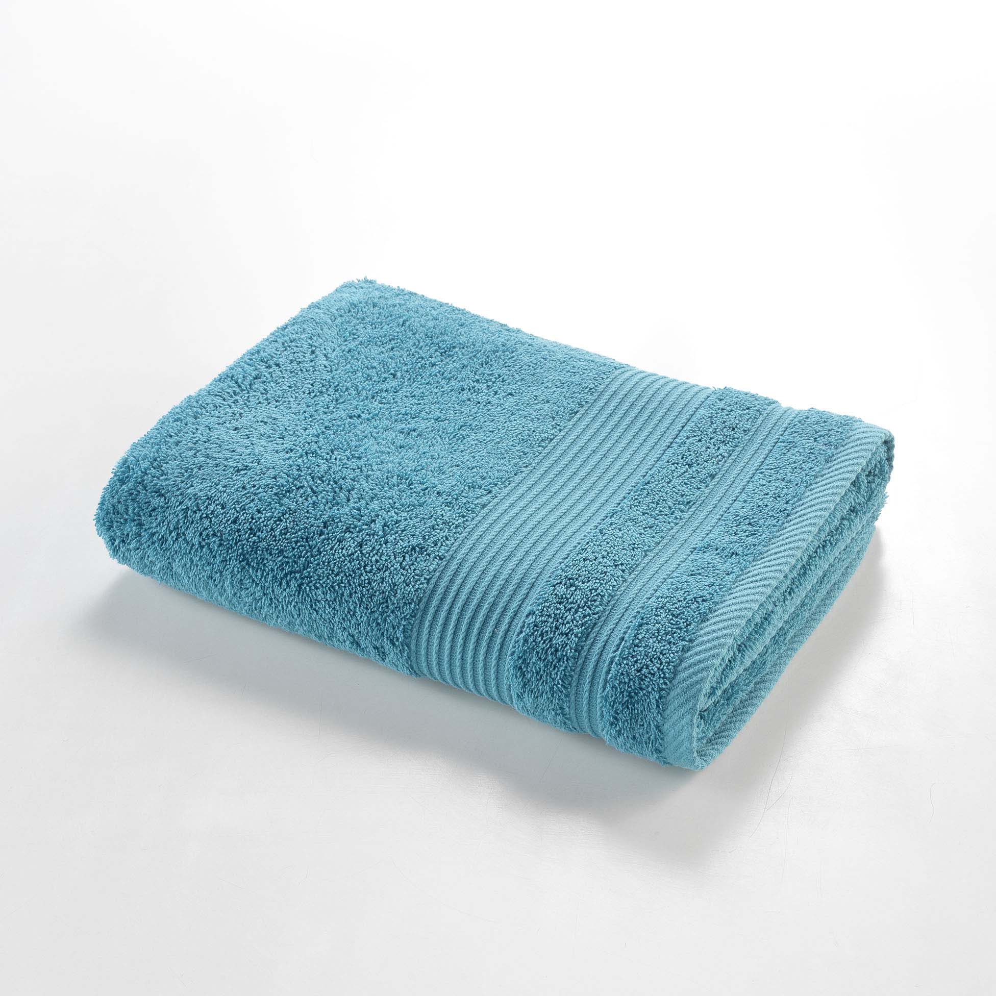 Serviette ou drap de douche 70 x 130 cm Tendresse bleu paon