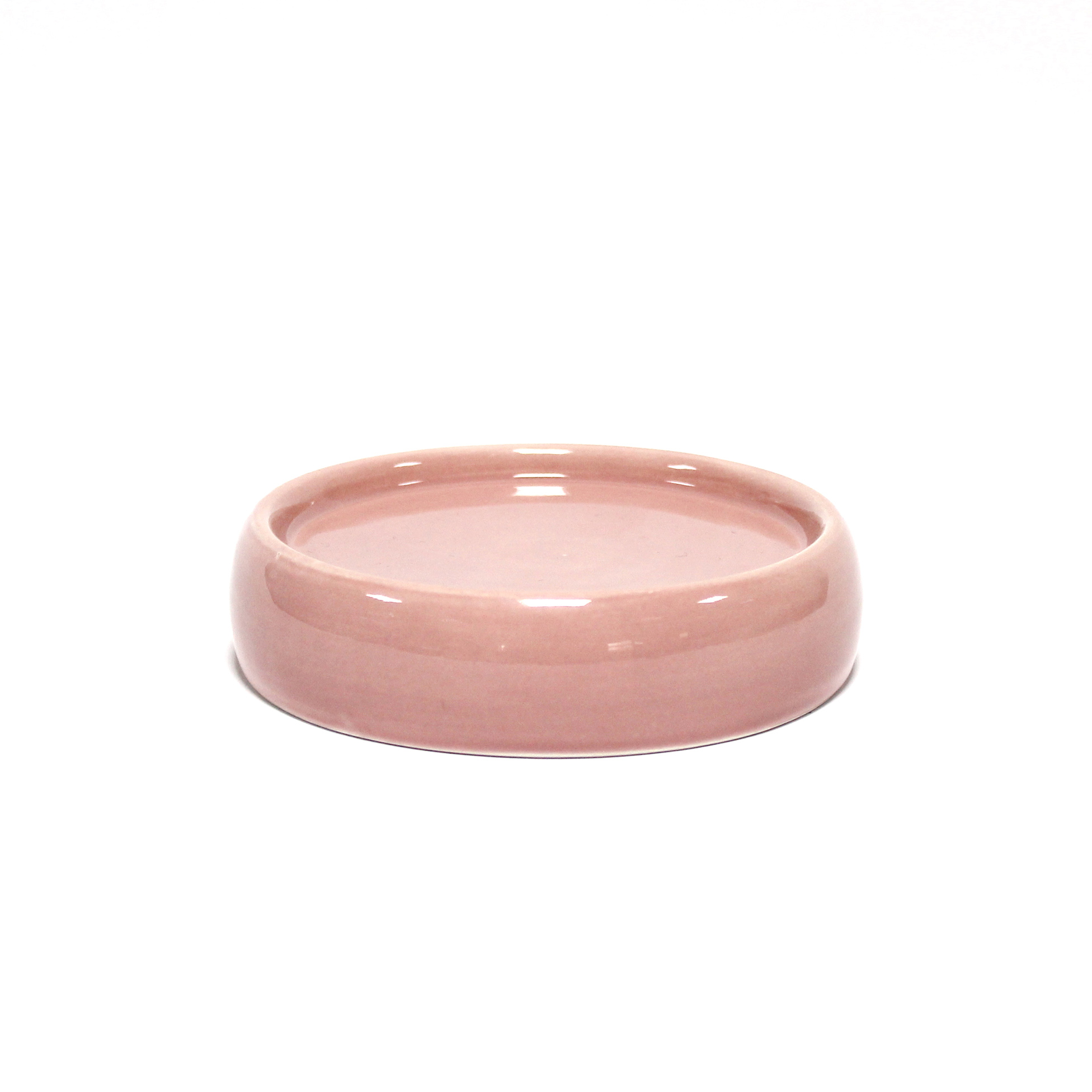 Porte savon en ceramique 3.5 x 10 cm Bulleas rose poudre