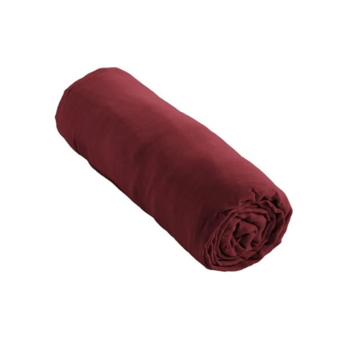 Drap housse gaze de coton 140 x 190 cm Gaia lie de vin