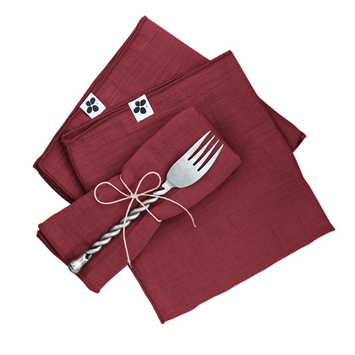 3 Serviettes de table en gaze de coton Rouge