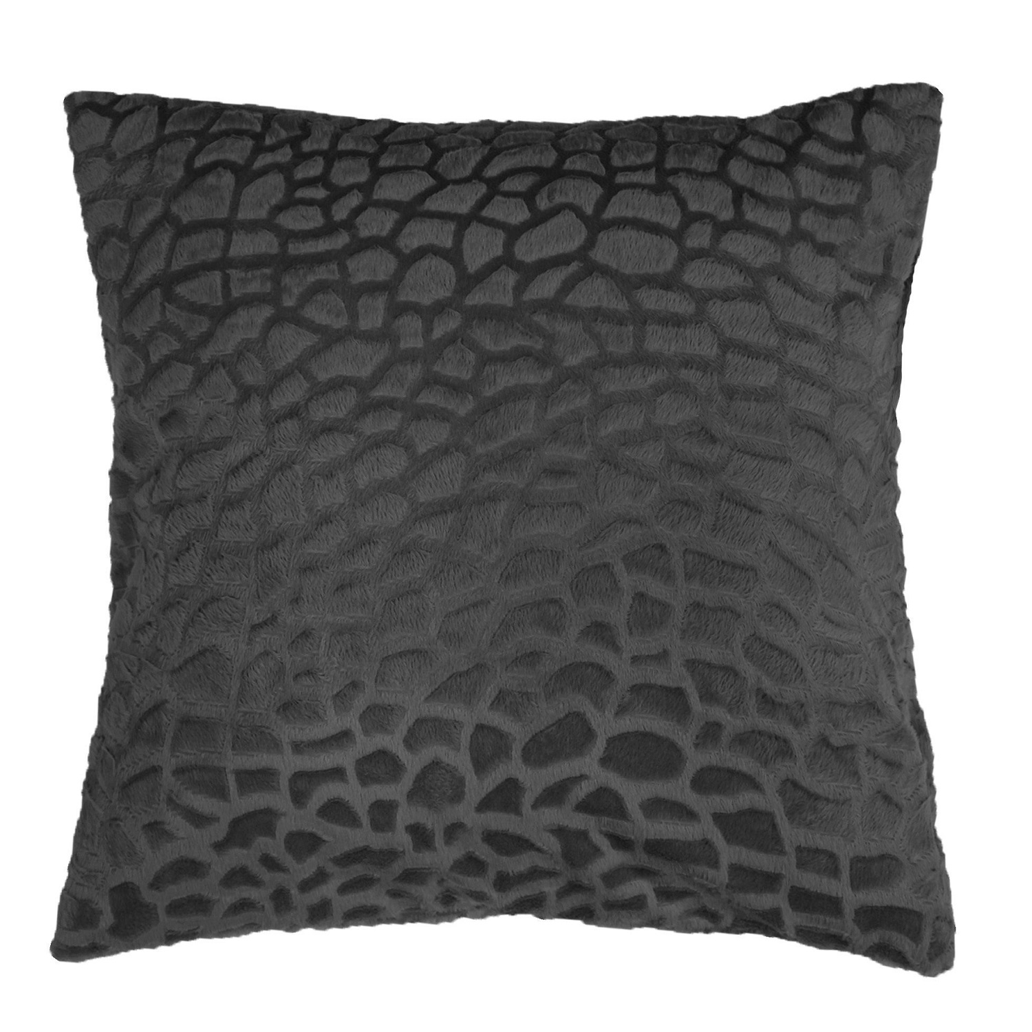 Housse de coussin 40 x 40 cm imitation poil tanzania anthracite