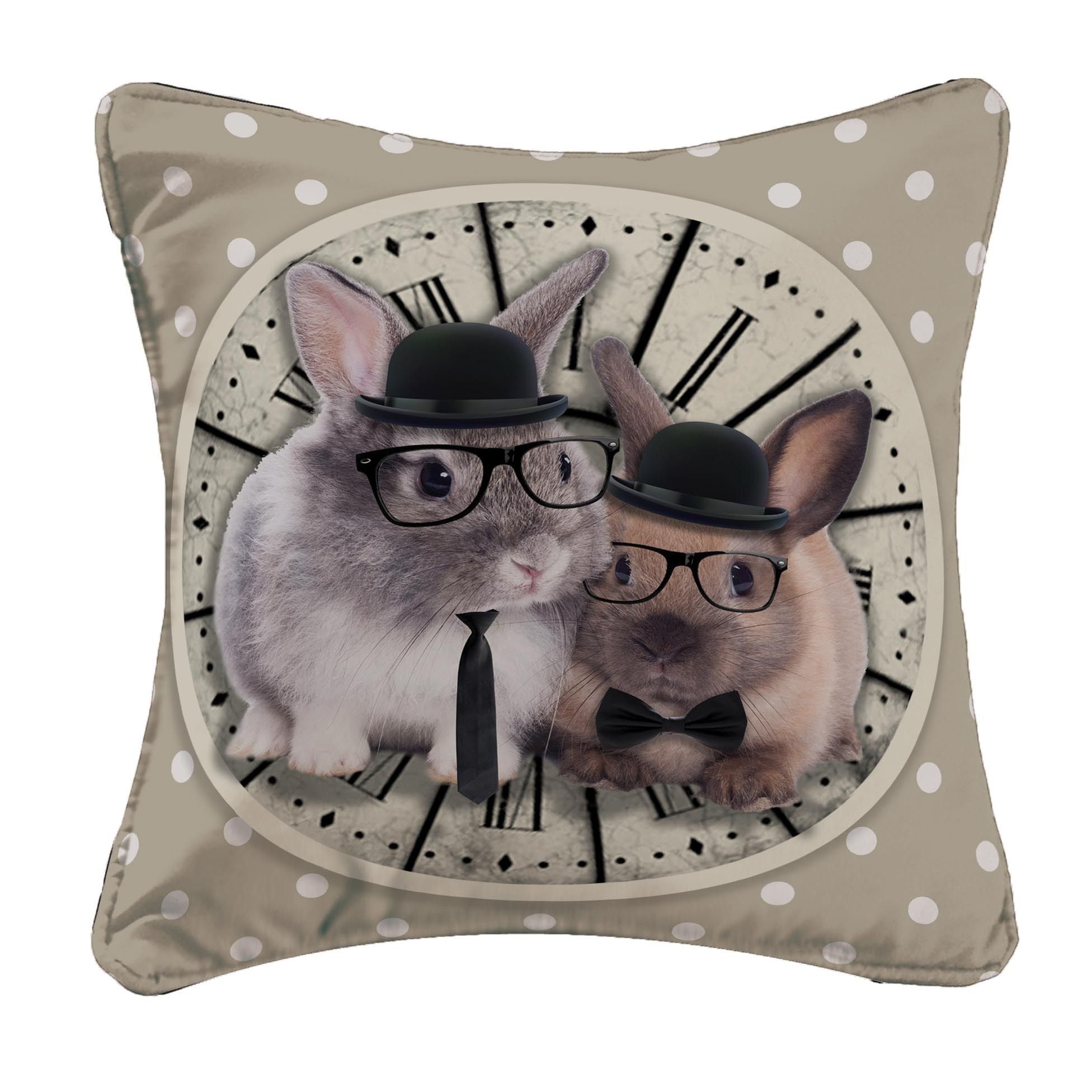 Housse de coussin 40 x 40 cm imprime Bunny clock