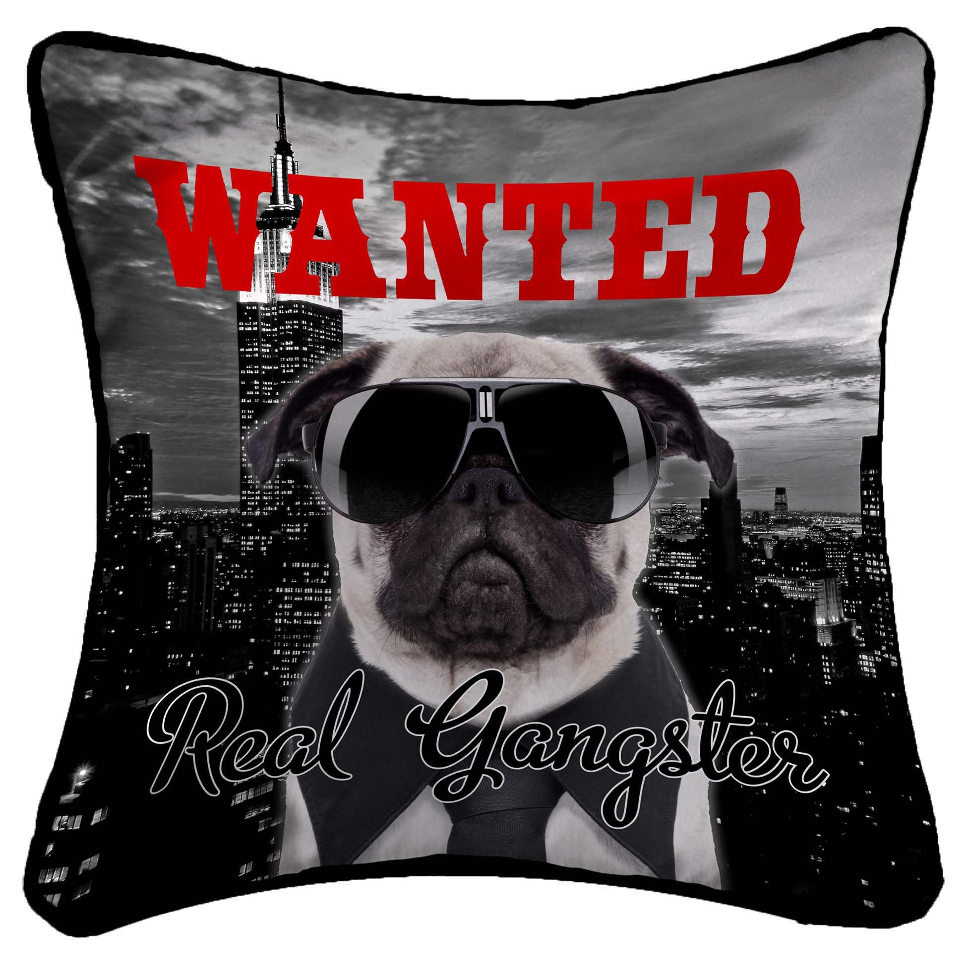 Housse de coussin Modele Dog Wanted Real Gangster