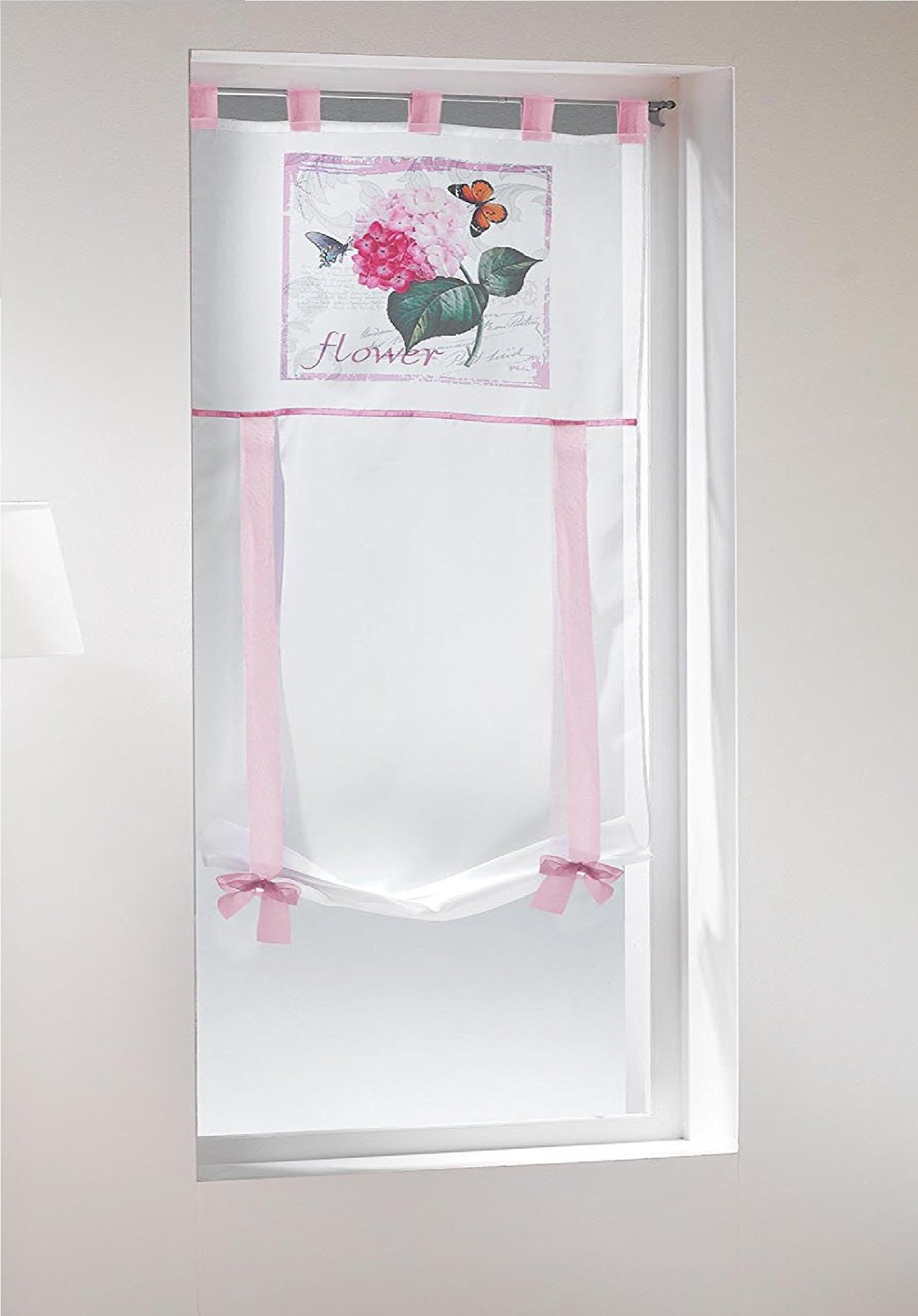 Un store droit  passant - rideau voile imprime flower romance 60 x 150 cm