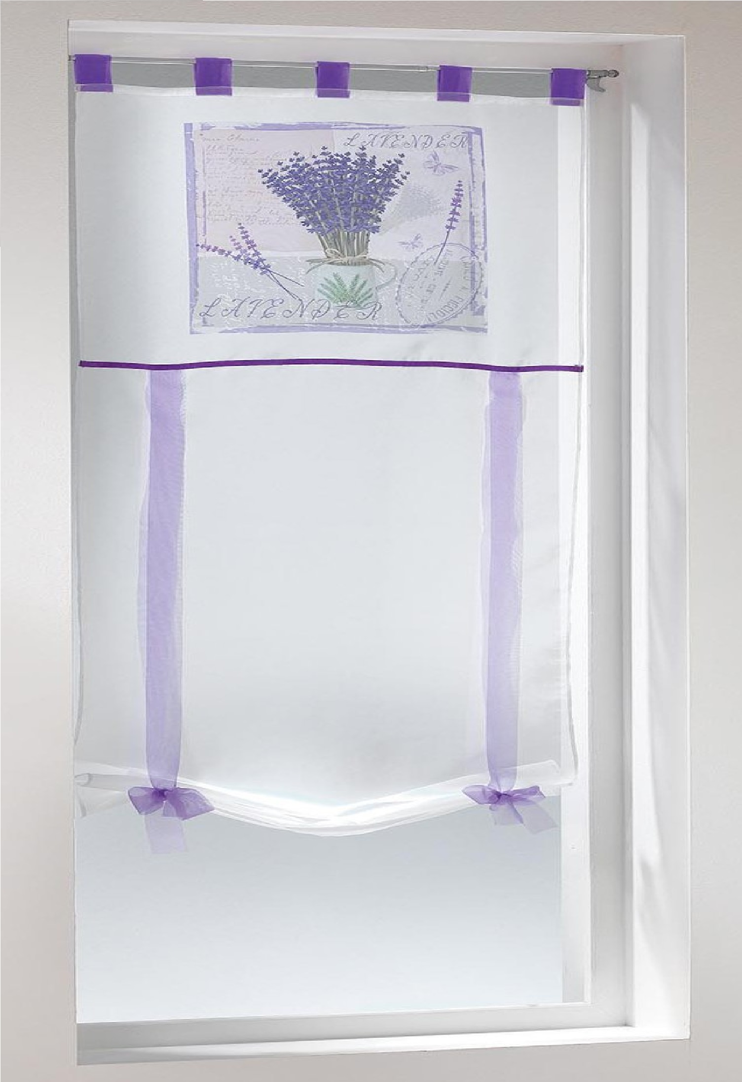 Un store droit  passant - rideau voile imprime lavender 60 x 150 cm