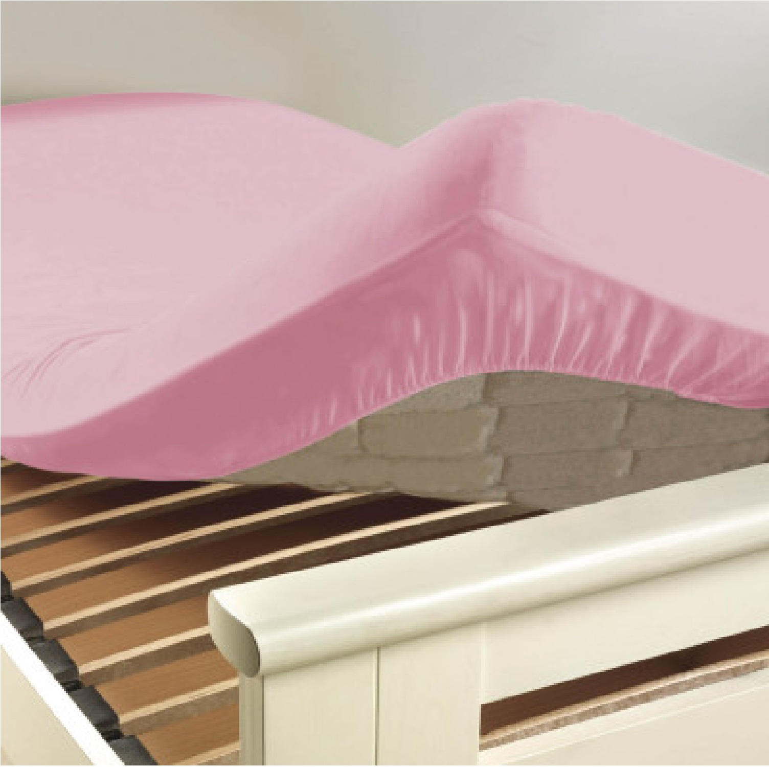 Drap housse coton 57 fils rose dragee 180 x 200 cm