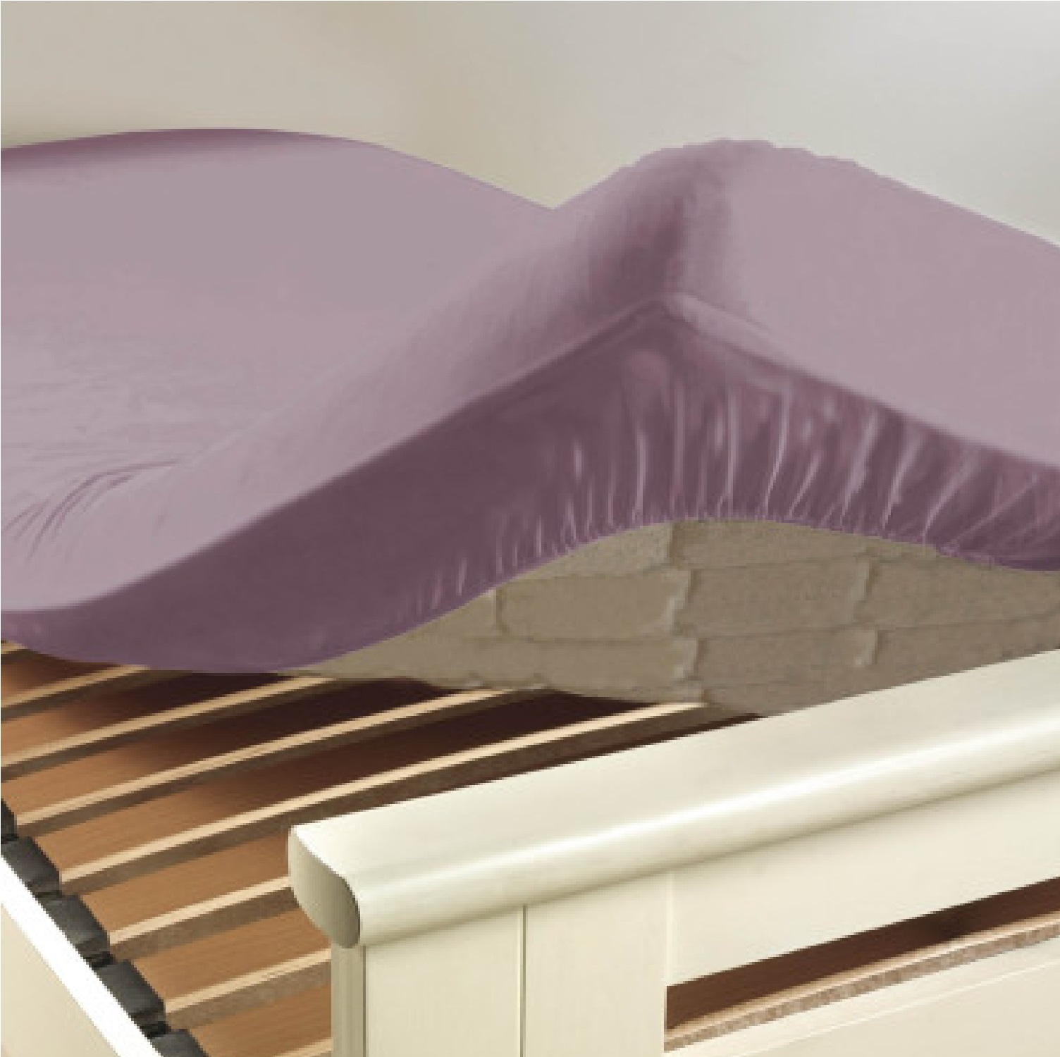 Drap housse coton 57 fils lilas 180 x 200 cm