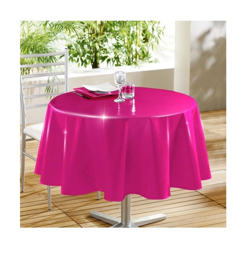Nappe ronde glossy rose 160 cm
