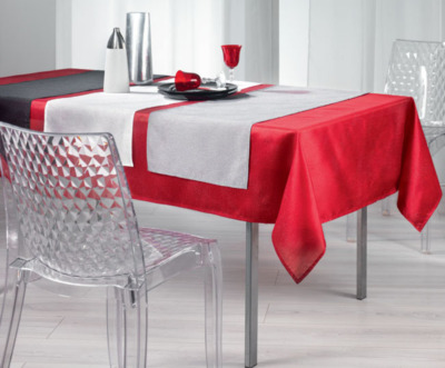 Chemin de table Collection Organza imprim + Satin Festille 40 x 140 cm