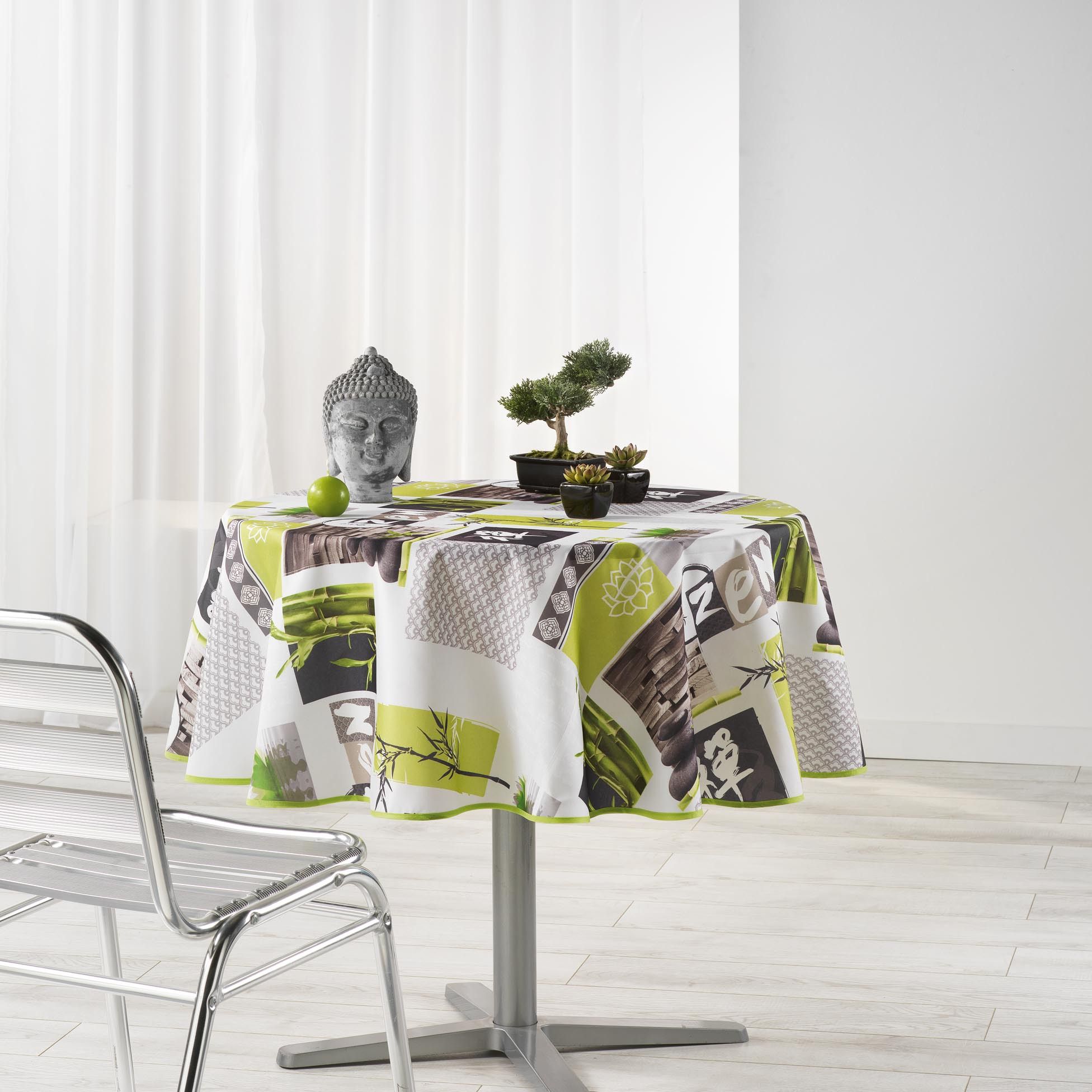 Nappe polyester imprime Zanix Blanc 180 cm