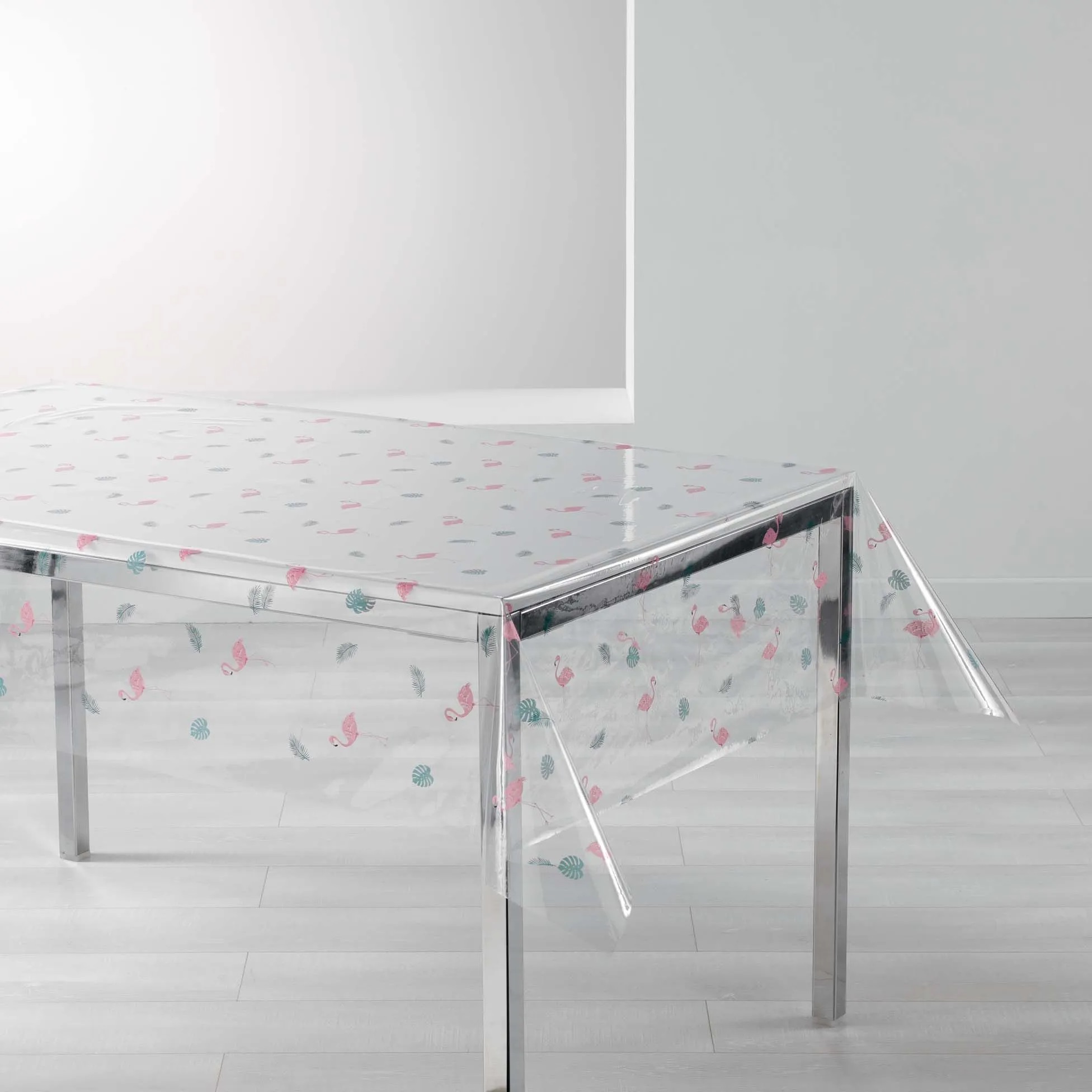 Nappe transparente rectangulaire 140 x 240 cm Pinkella flamant rose