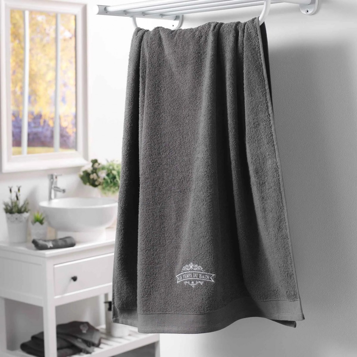 Serviette de bain 90 x 150 cm Vintage Anthracite