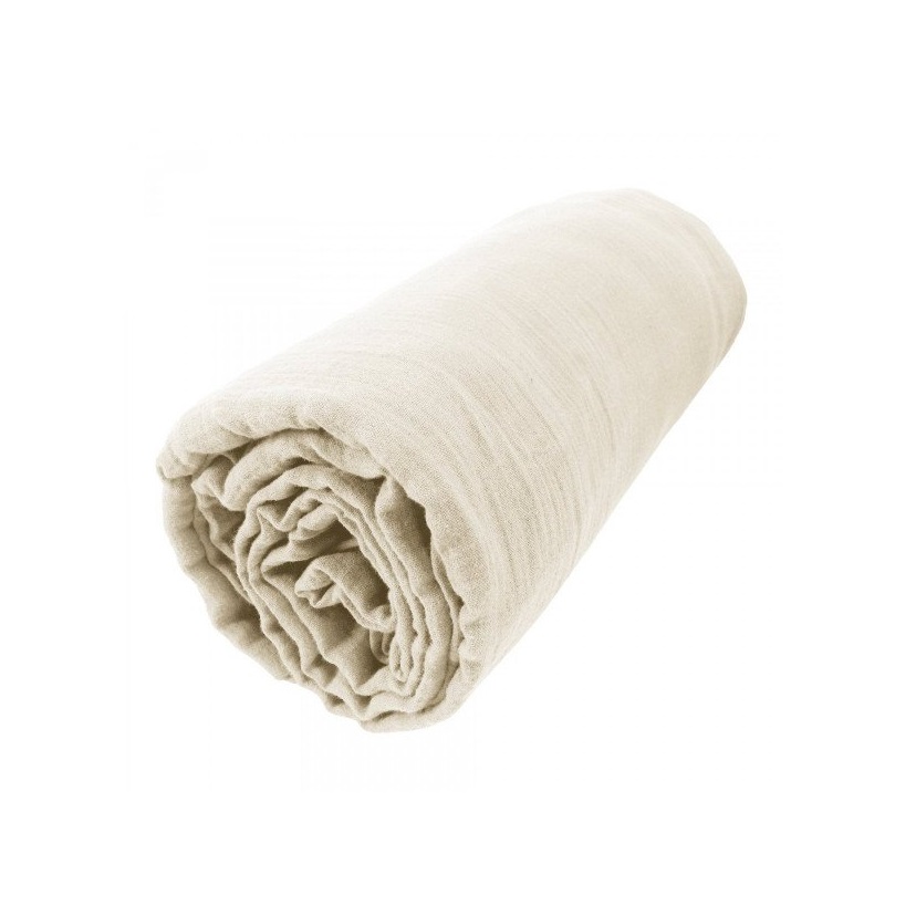 Drap housse gaze de coton 140 x 190 cm Gaia beige