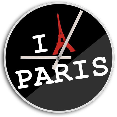 PARIS Horloge verre I Love Paris