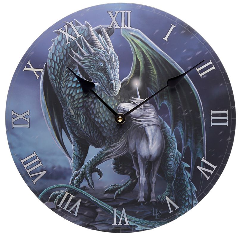Horloge Licorne et Dragon par Lisa Parker