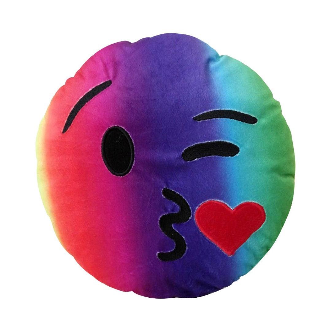 Coussin Peluche Emoji Bisous Arc-en-ciel