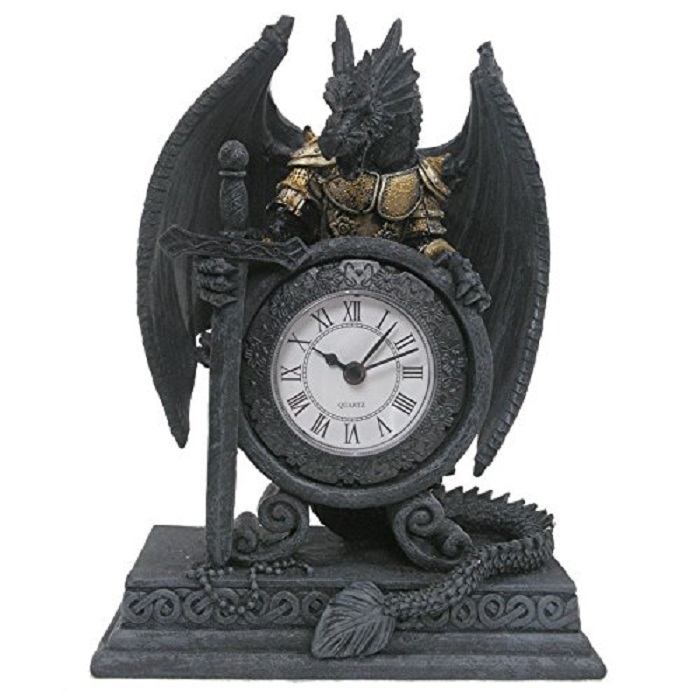 Horloge ou Pendule Dragon en armure 20 cm