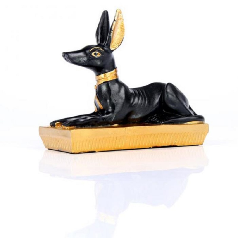 Statuette Anubis allong Noir & Or 10 cm