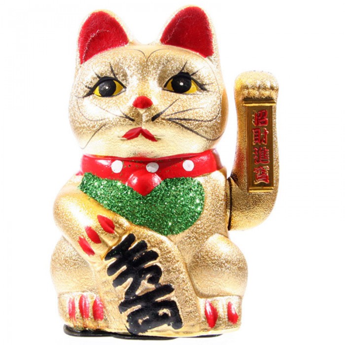 1001KDO BOUDDHAS THA & CHINOIS Statuette Chat porte bonheur Maneki Neko 21 cm