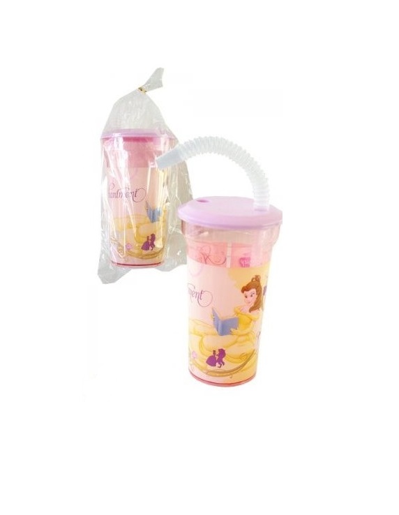 PRINCESSE - Disney - Gourde en plastique - verre avec paille