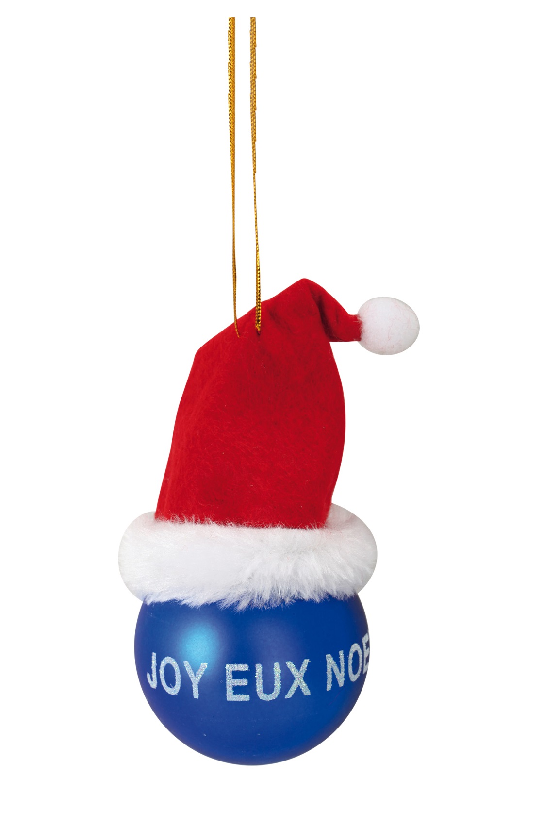 Boule de noel bleu avec bonnet