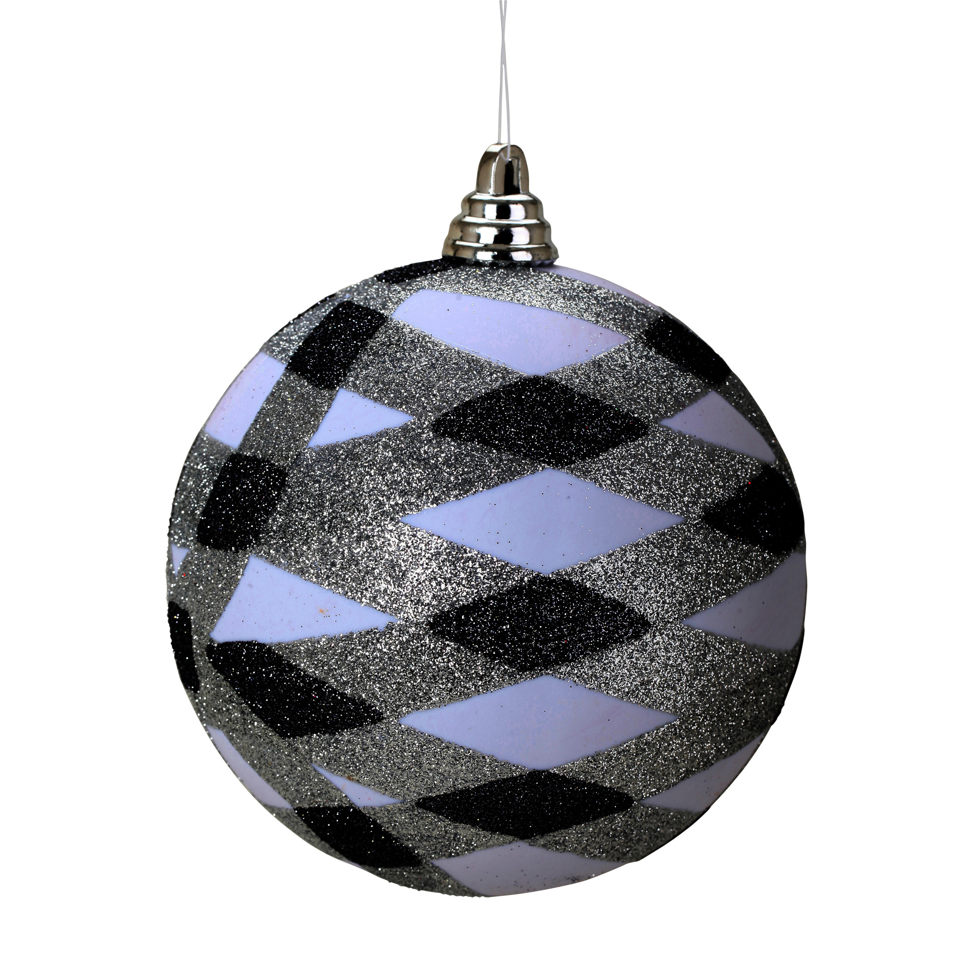 1 boule blanche argent et noir de noel