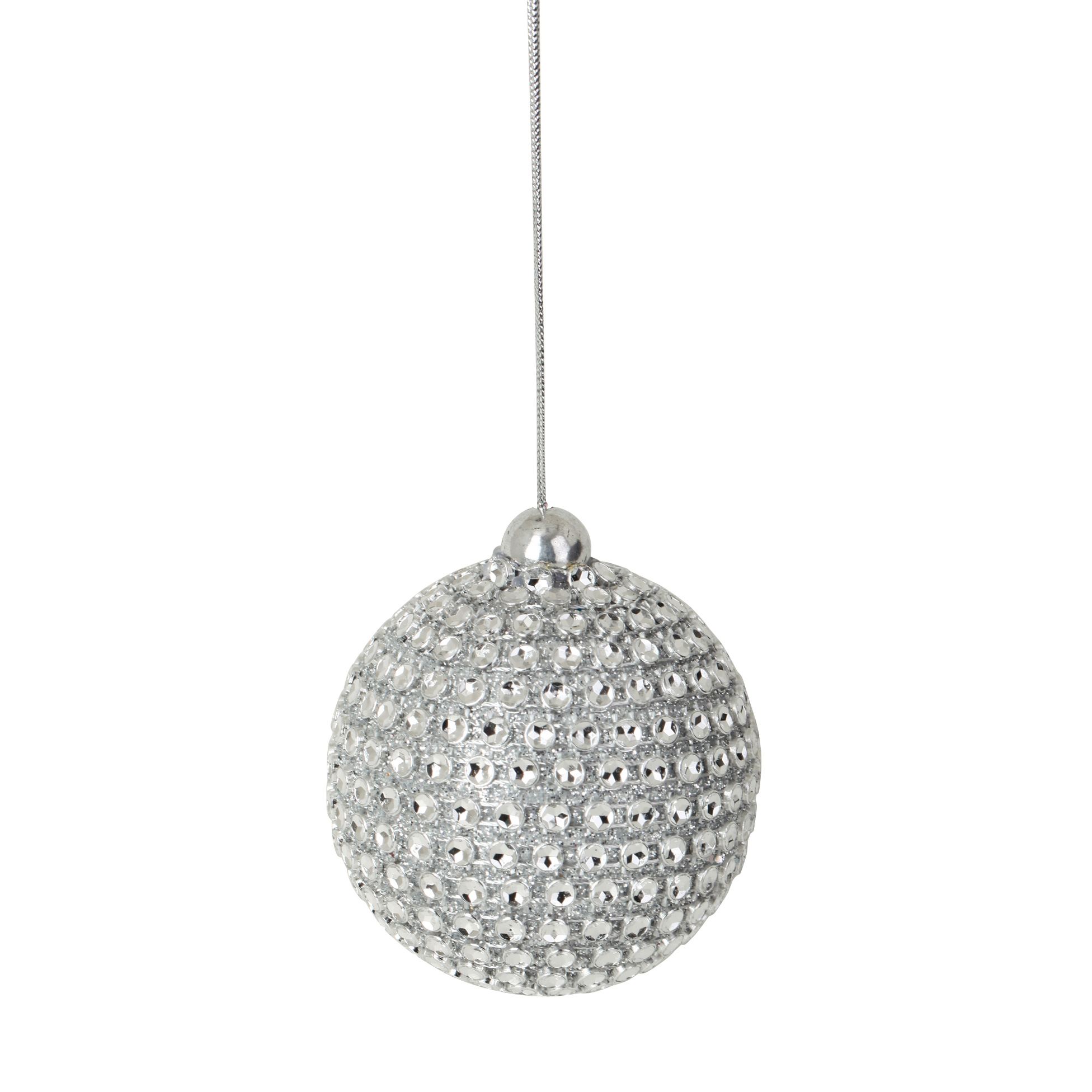 6 boules argent strass de noel